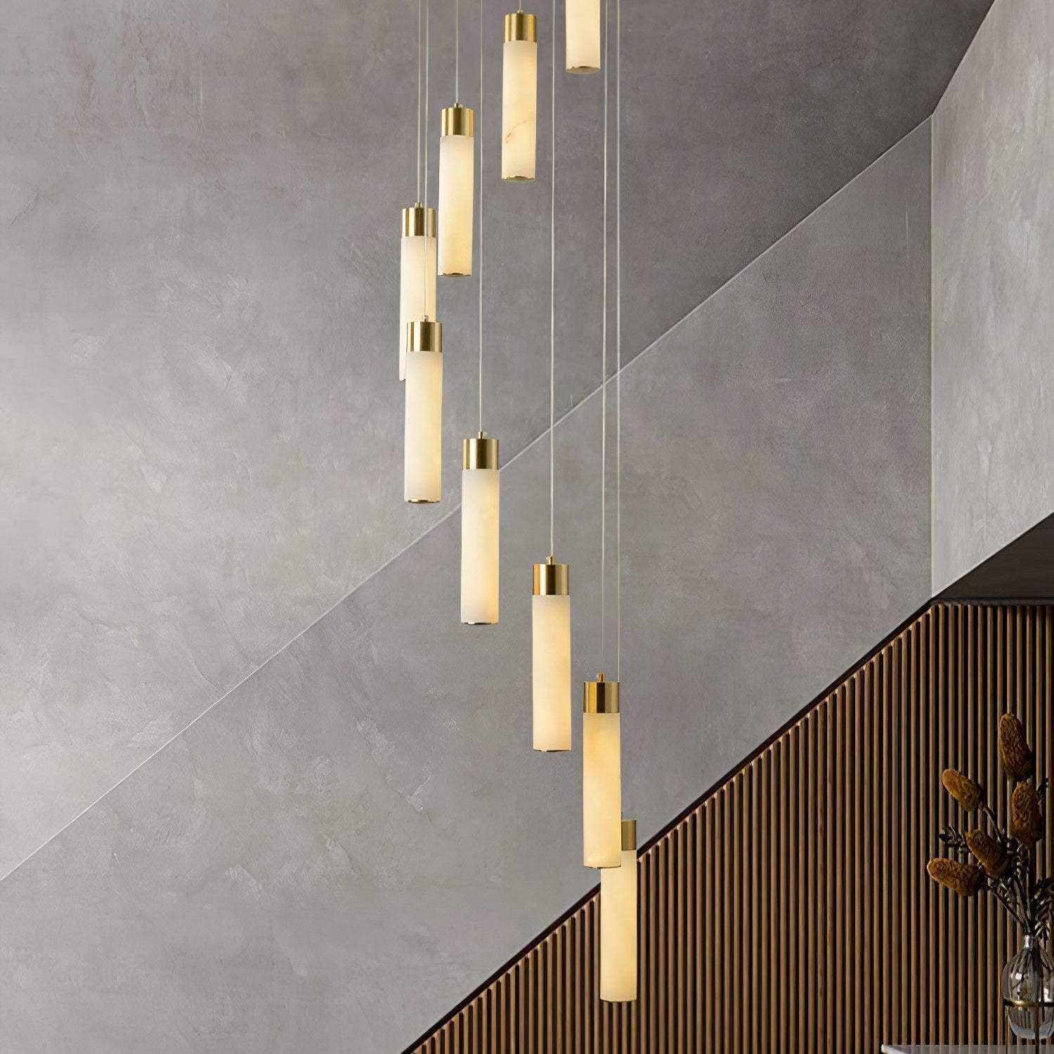 Dike Alabaster Chandelier Staircase - Neutralighting