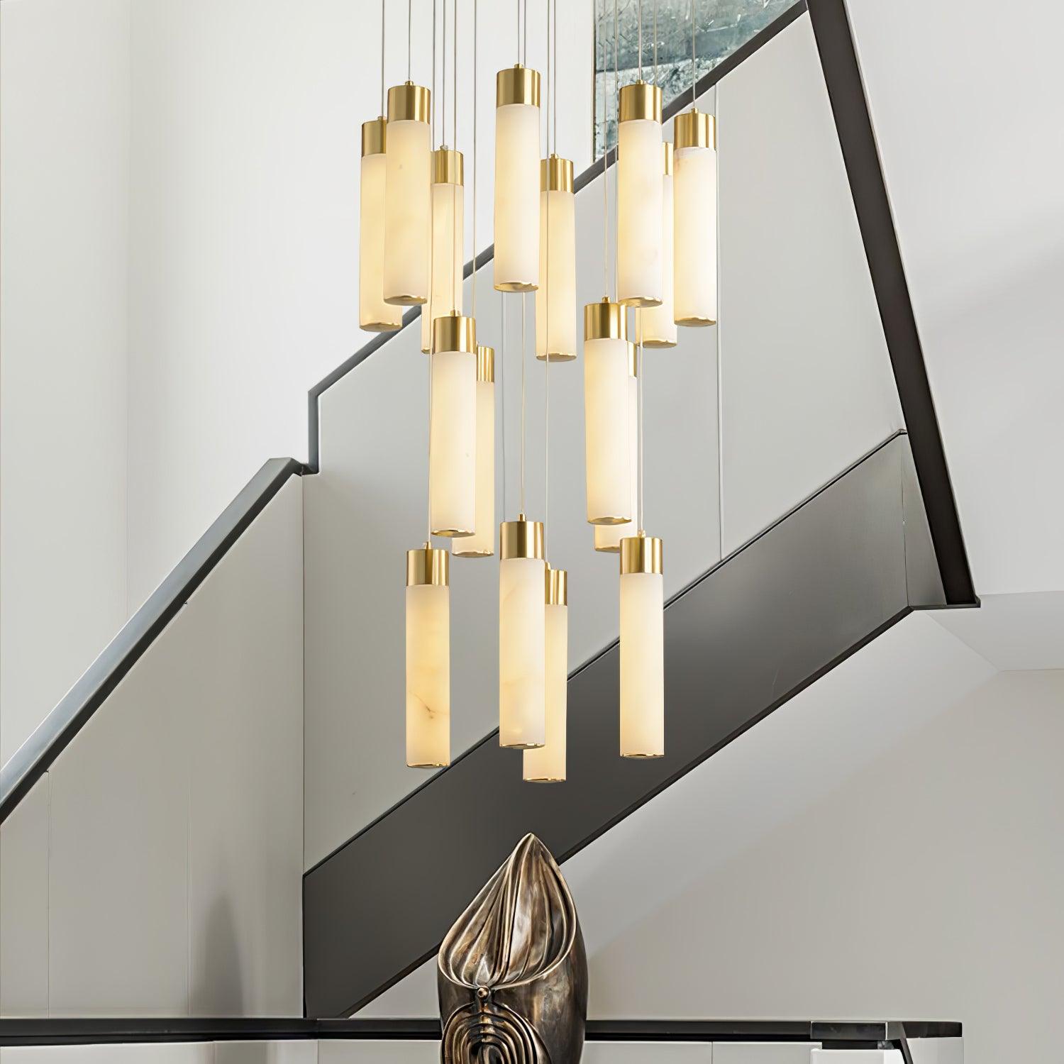 Dike Alabaster Chandelier Staircase - Neutralighting