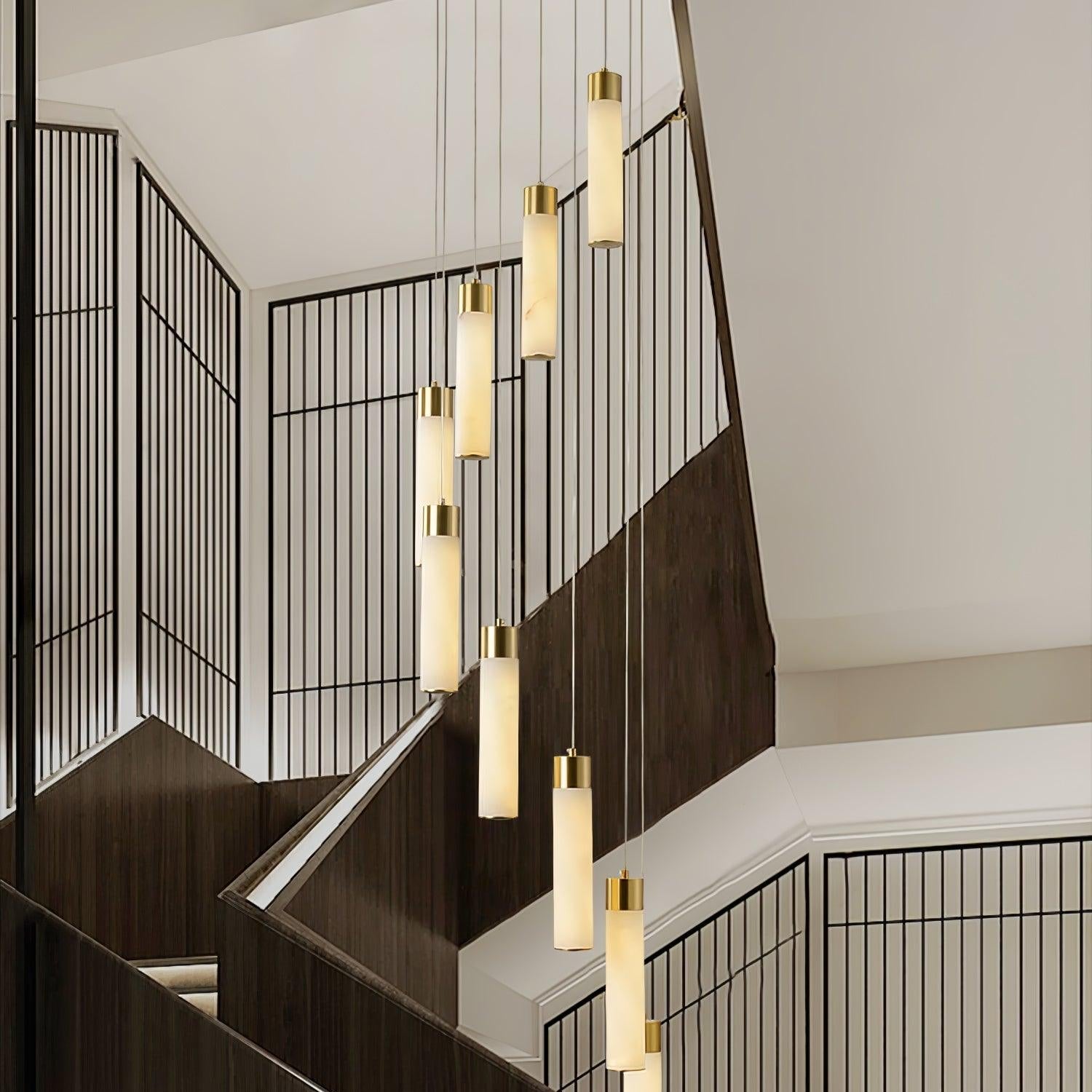 Dike Alabaster Chandelier Staircase - Neutralighting