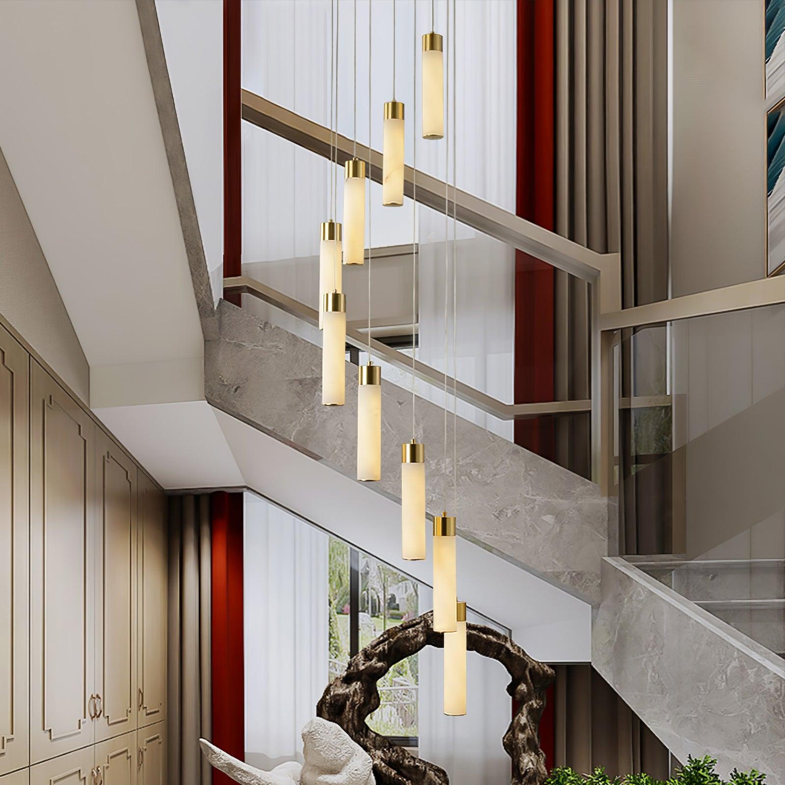 Dike Alabaster Chandelier Staircase - Neutralighting