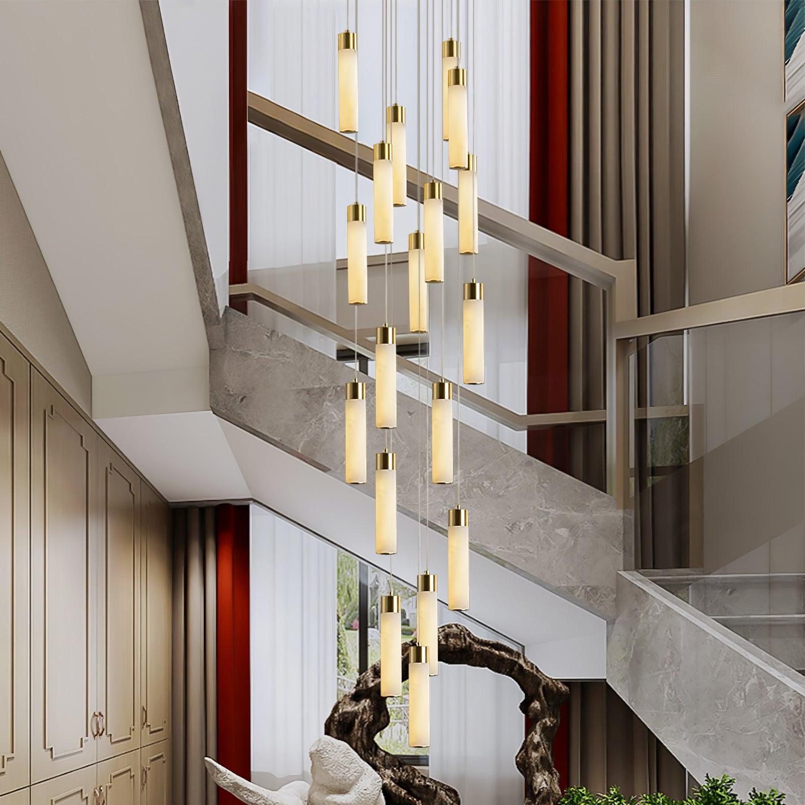 Dike Alabaster Chandelier Staircase - Neutralighting