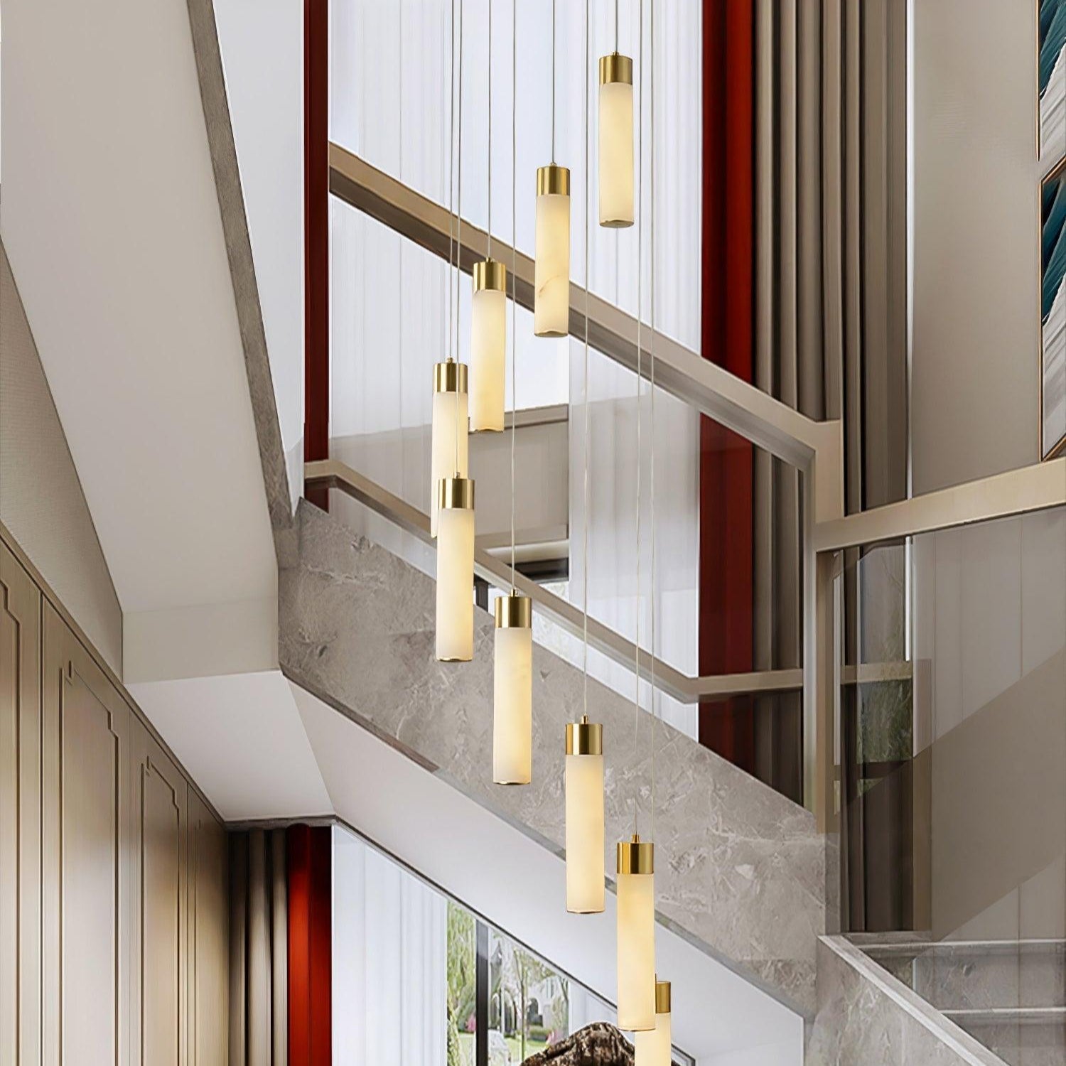 Dike Alabaster Chandelier Staircase - Neutralighting