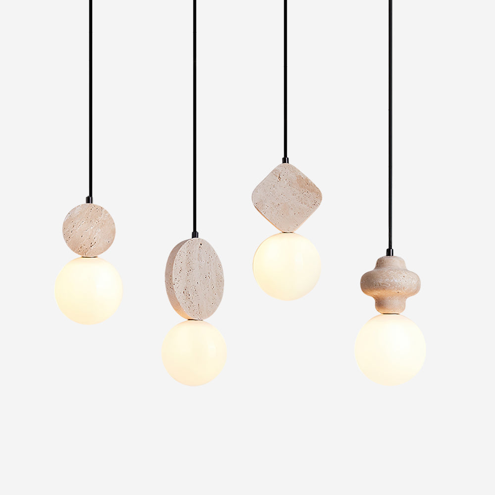 Lunara Travertine Geometric Pendant Light - Neutralighting