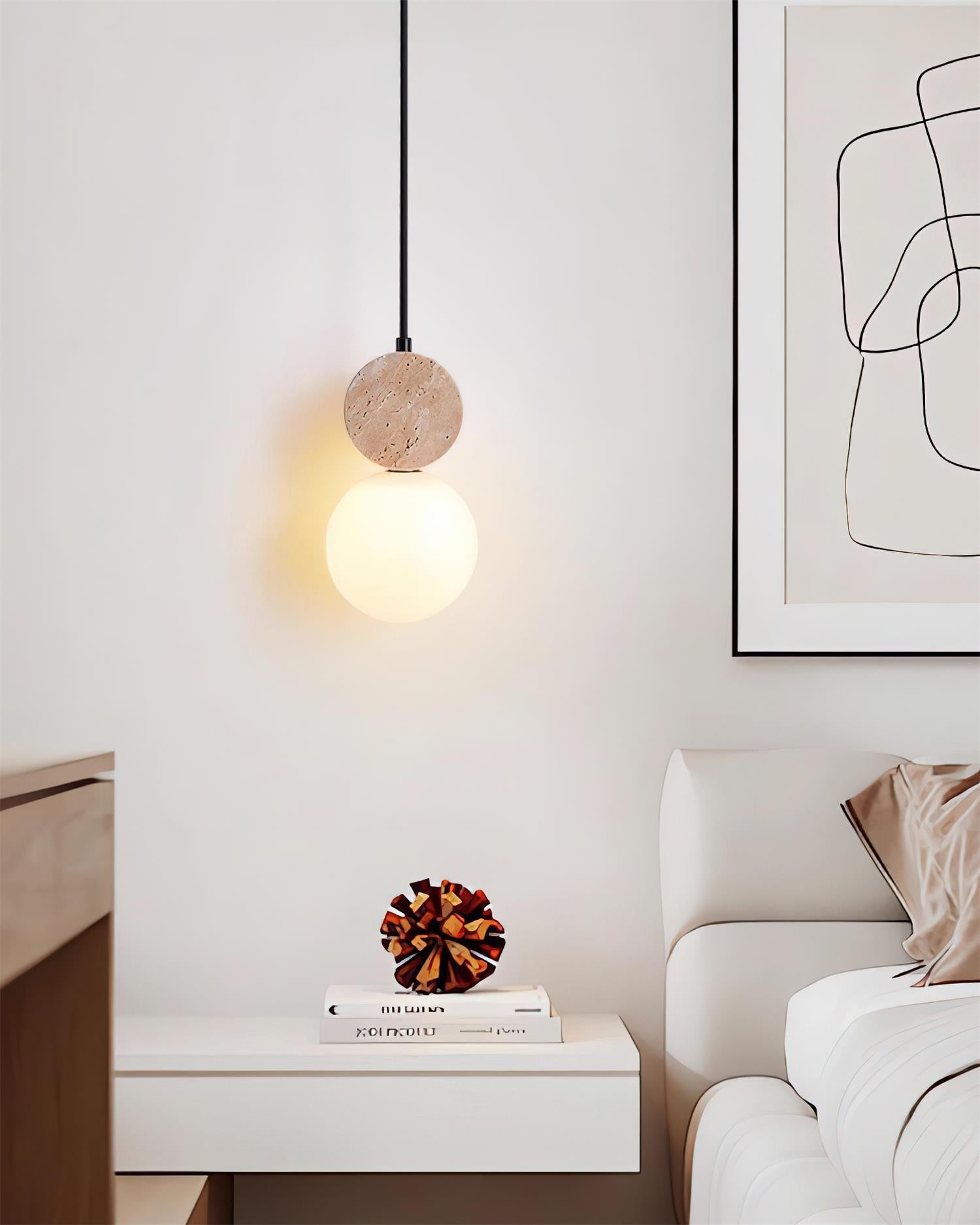 Lunara Travertine Geometric Pendant Light - Neutralighting