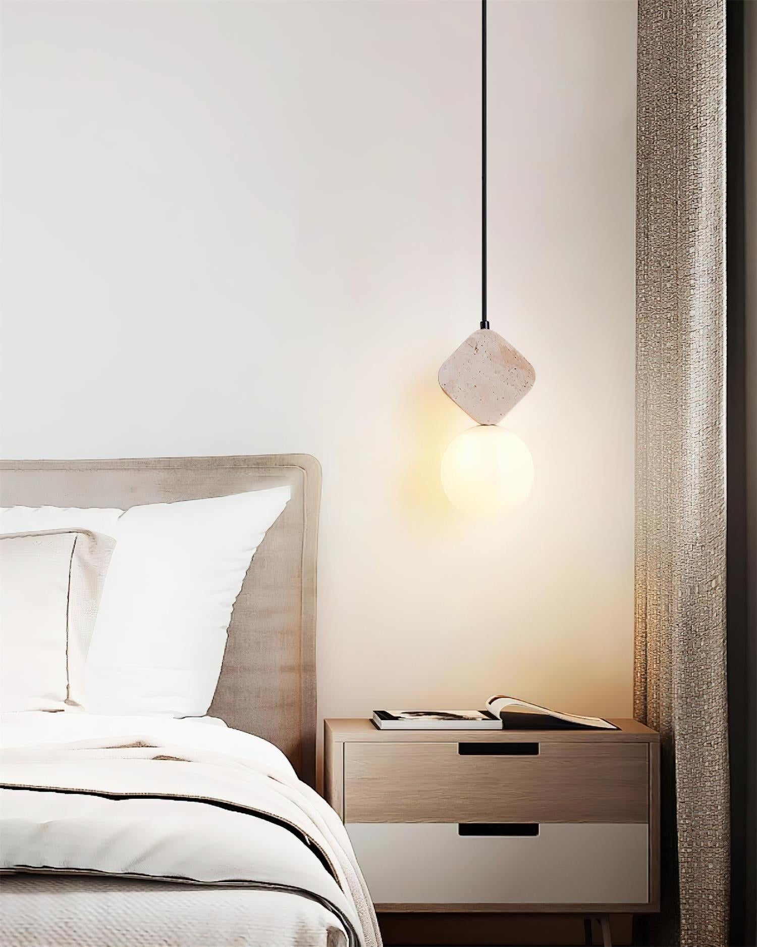 Lunara Travertine Geometric Pendant Light - Neutralighting