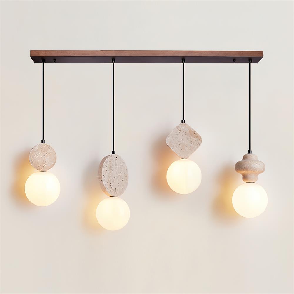 Lunara Travertine Geometric Pendant Light - Neutralighting