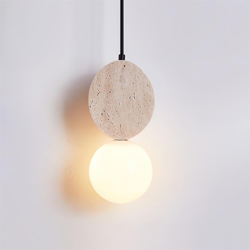 Lunara Travertine Geometric Pendant Light - Neutralighting