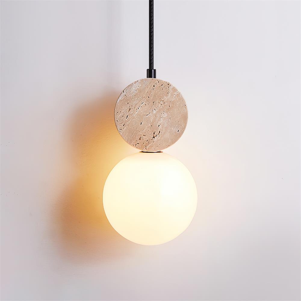 Lunara Travertine Geometric Pendant Light - Neutralighting
