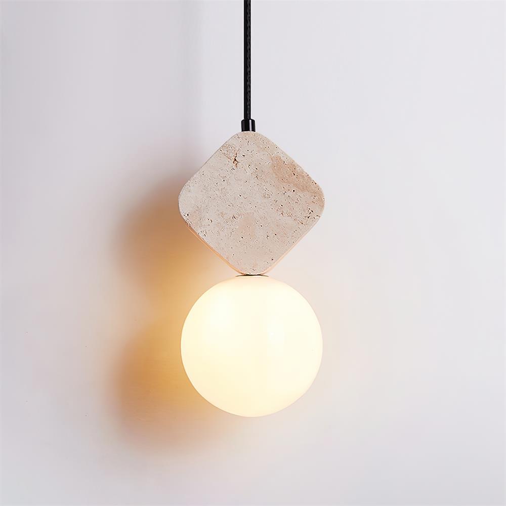 Lunara Travertine Geometric Pendant Light - Neutralighting