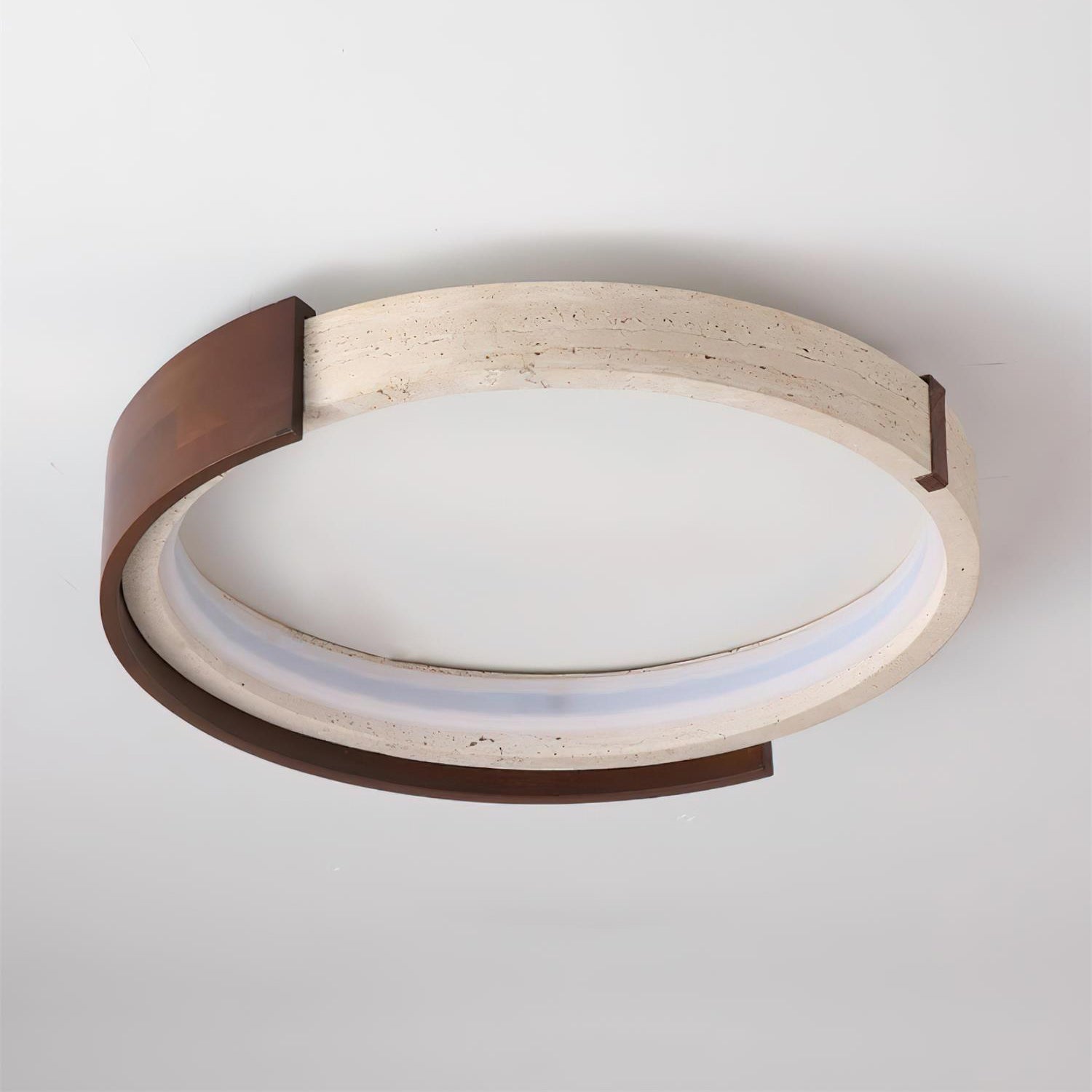 Ritta Ceiling Lamp Halo Sculptural Travertine & Wood - Neutralighting