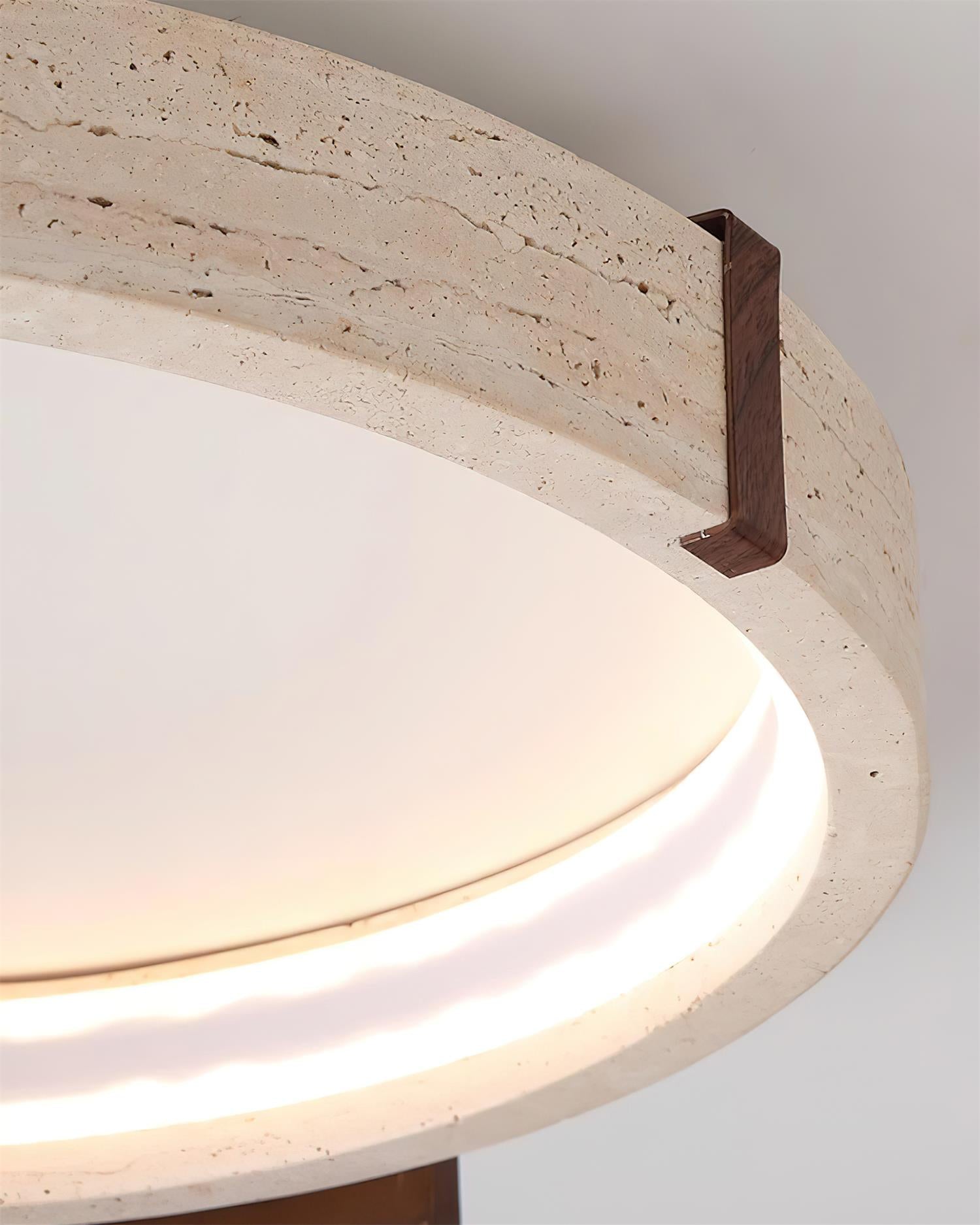 Ritta Ceiling Lamp Halo Sculptural Travertine & Wood - Neutralighting