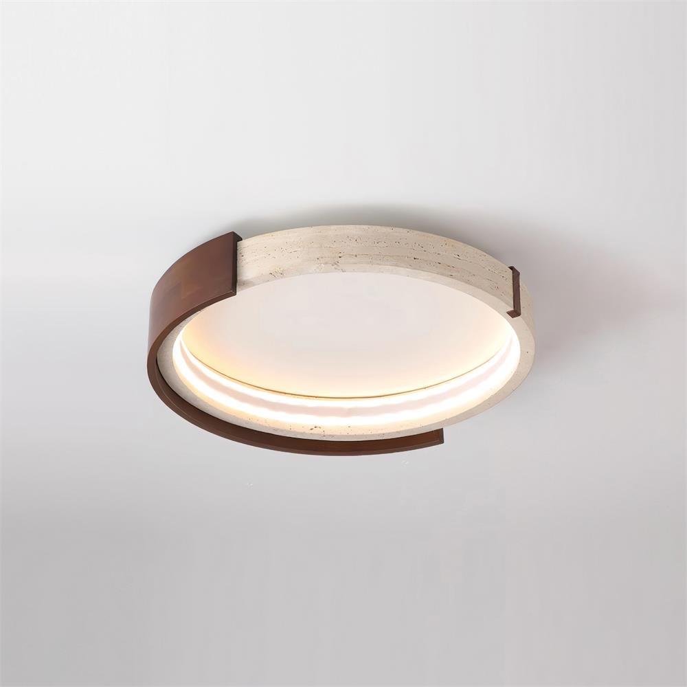Ritta Ceiling Lamp Halo Sculptural Travertine & Wood - Neutralighting