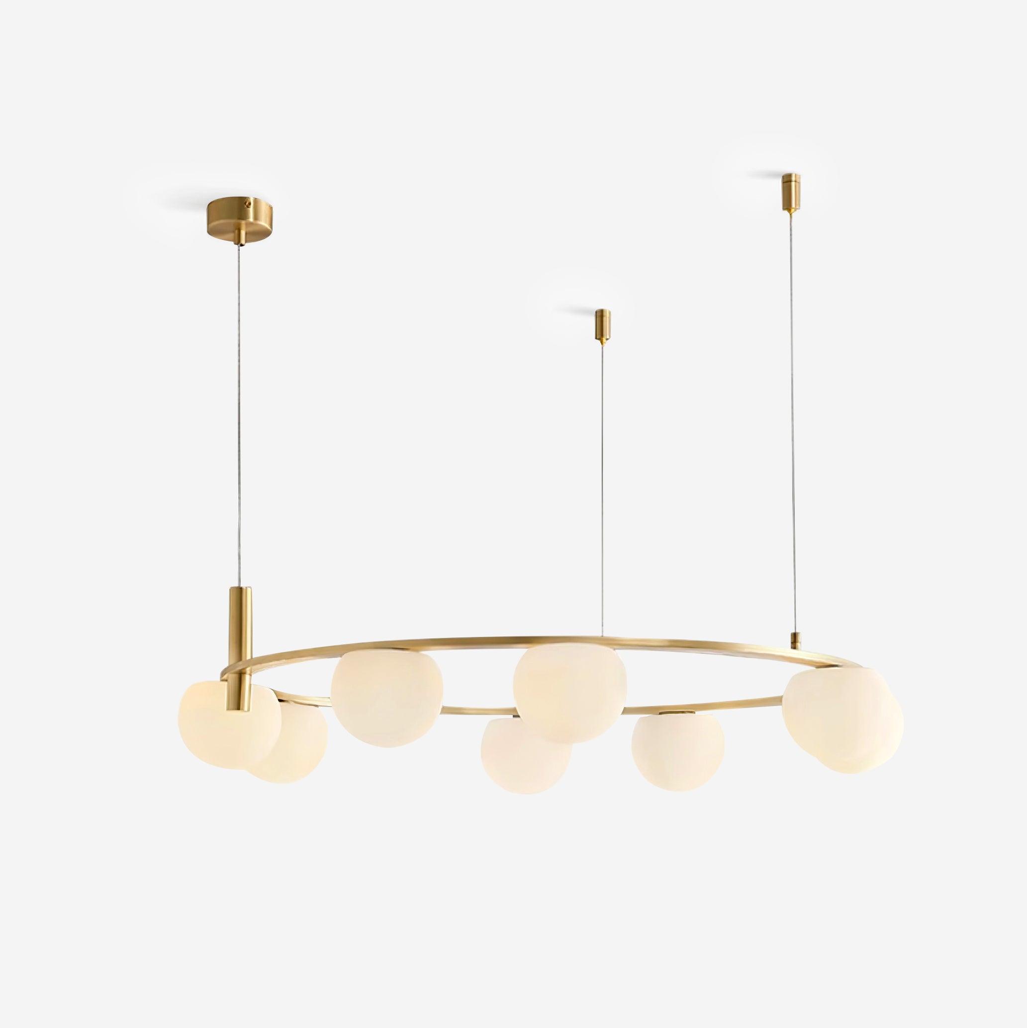 Chandelier Glass Globes Metal Ring Gold Finish Modern - Neutralighting