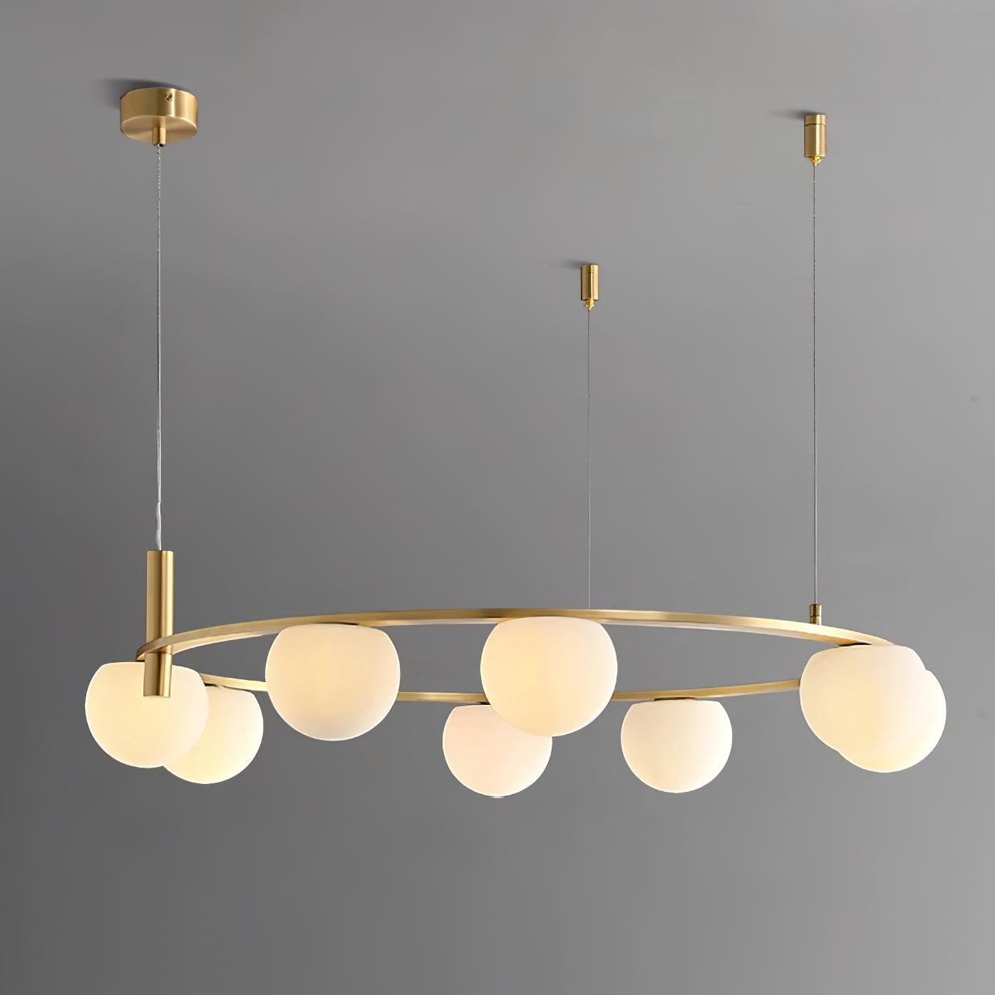 Chandelier Glass Globes Metal Ring Gold Finish Modern - Neutralighting