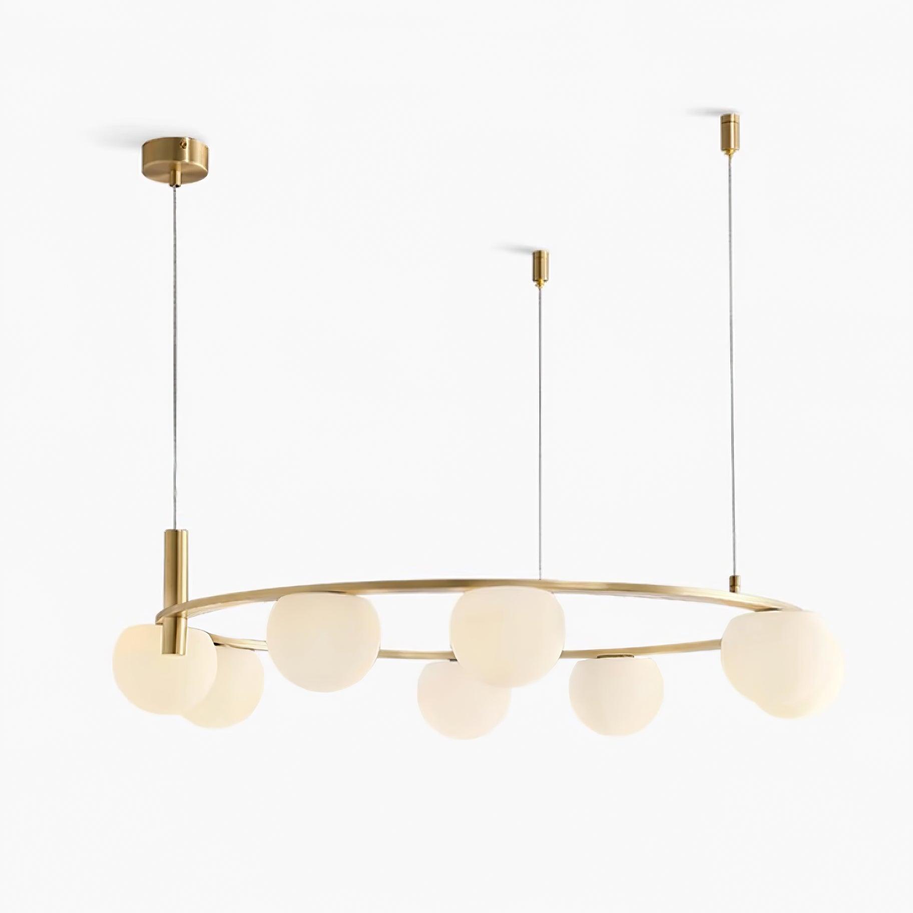 Chandelier Glass Globes Metal Ring Gold Finish Modern - Neutralighting