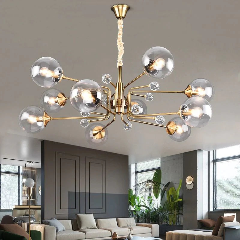 Valentina Nordic Modern Chandelier Clear/Grey Metal Living Room - Neutralighting