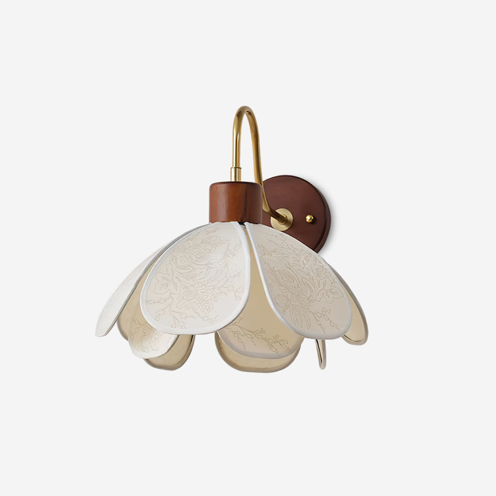 Yuki Wall Lamp Floral Wood Fabirc