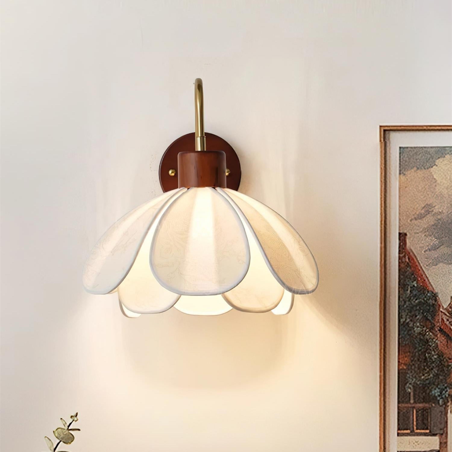 Yuki Wall Lamp Floral Wood Fabirc - Neutralighting