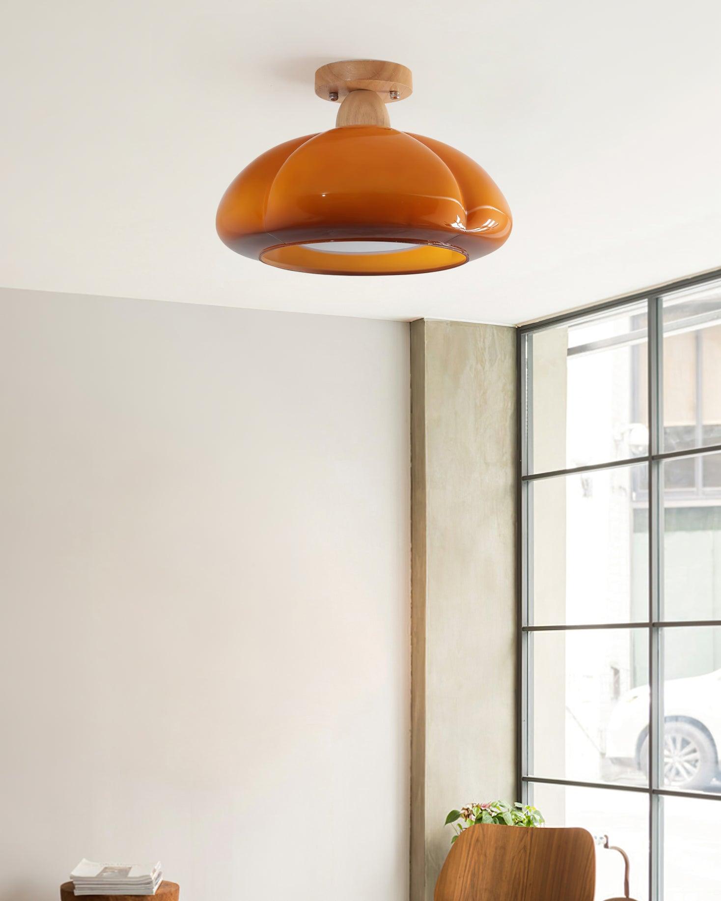 Ambrina Amber Glass Semi Flush Mount Ceiling Light - Neutralighting