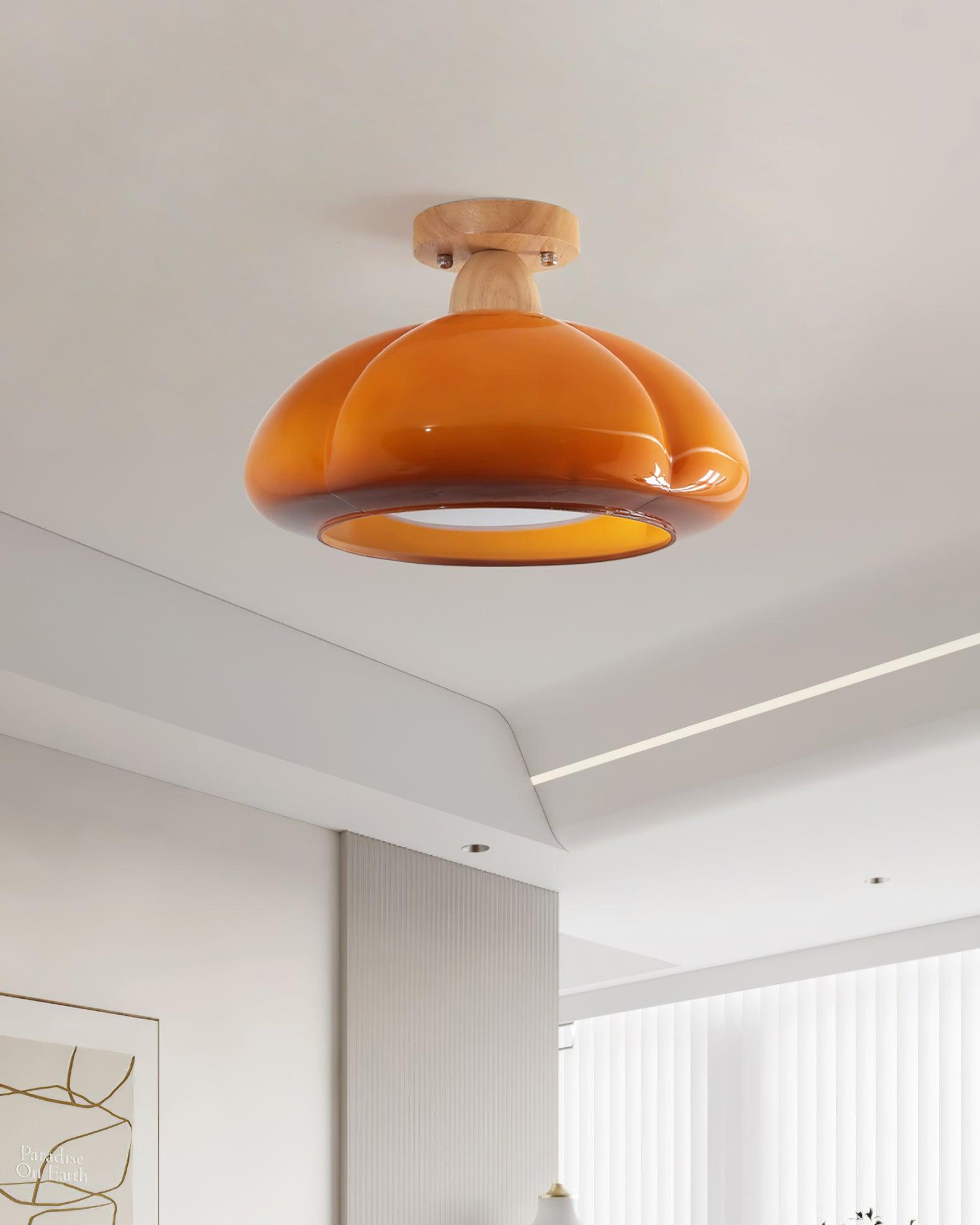 Ambrina Amber Glass Semi Flush Mount Ceiling Light - Neutralighting