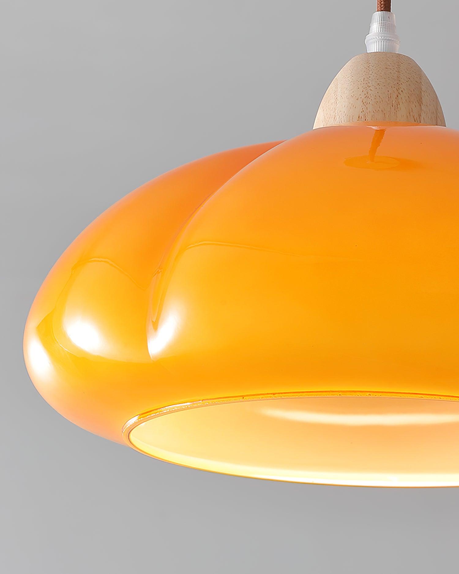 Pendant Lamp Rounded Glass Shade Wood Accent Playful Modern Touch - Neutralighting