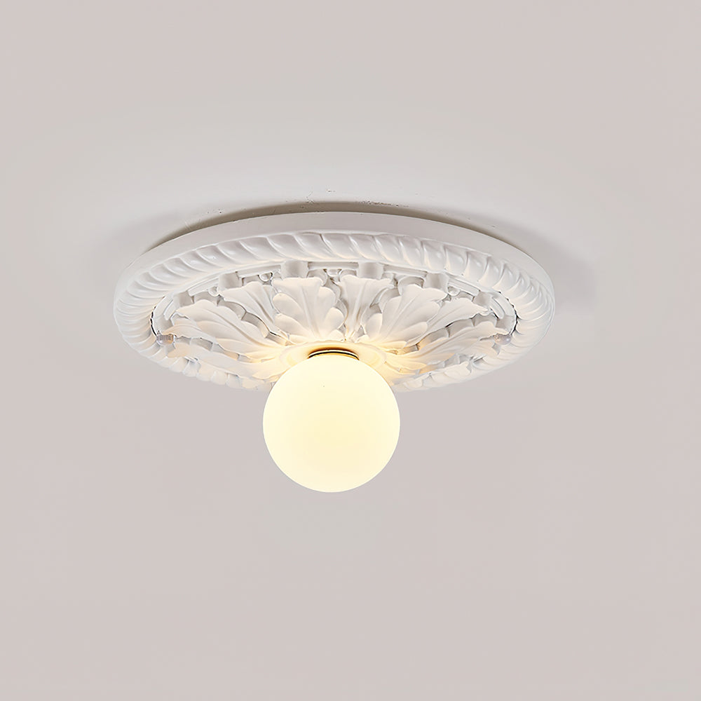 Corvella Vintage Carved Wood Flush Mount Ceiling Light - Neutralighting