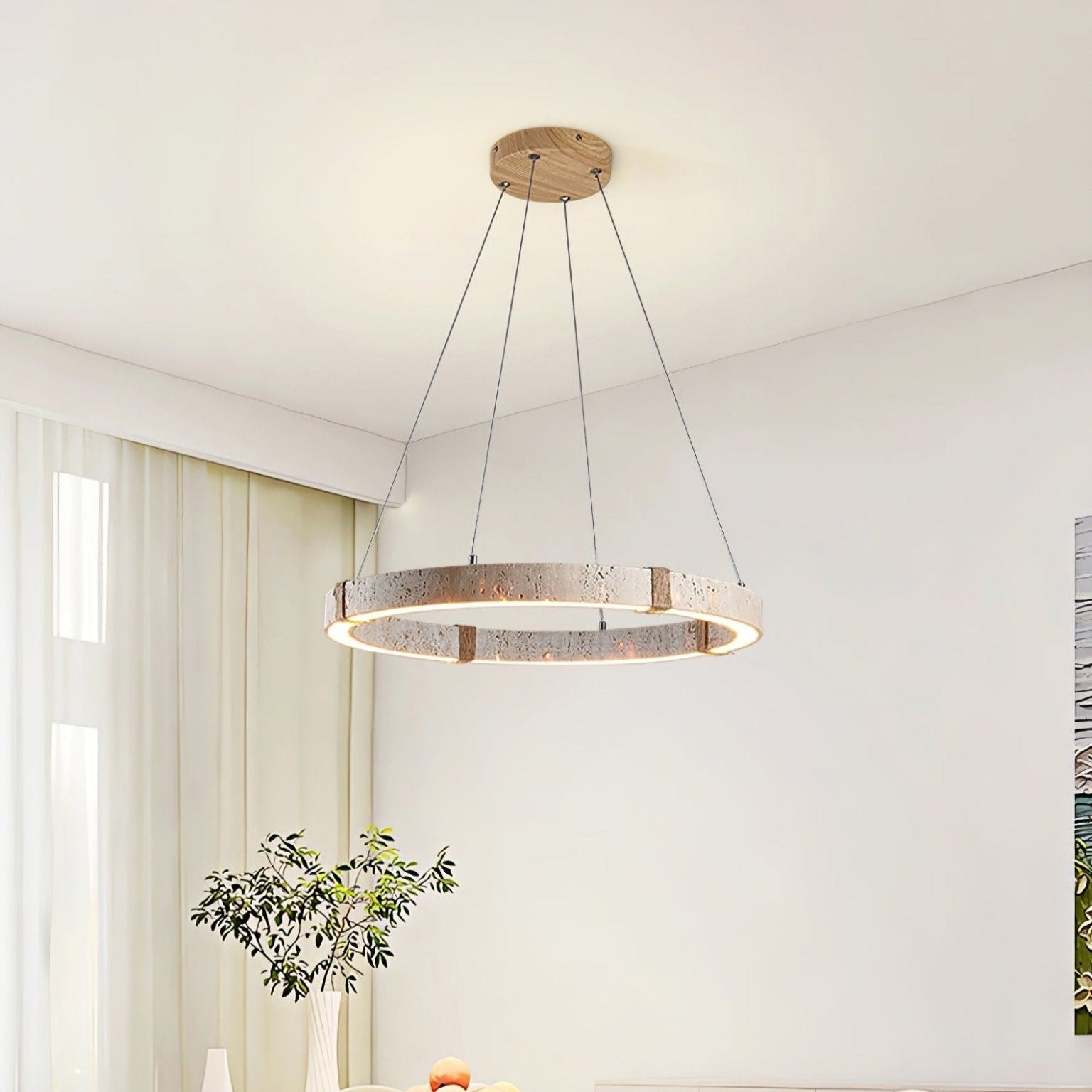 Ritta Ring Travertine Pendant Light - Neutralighting