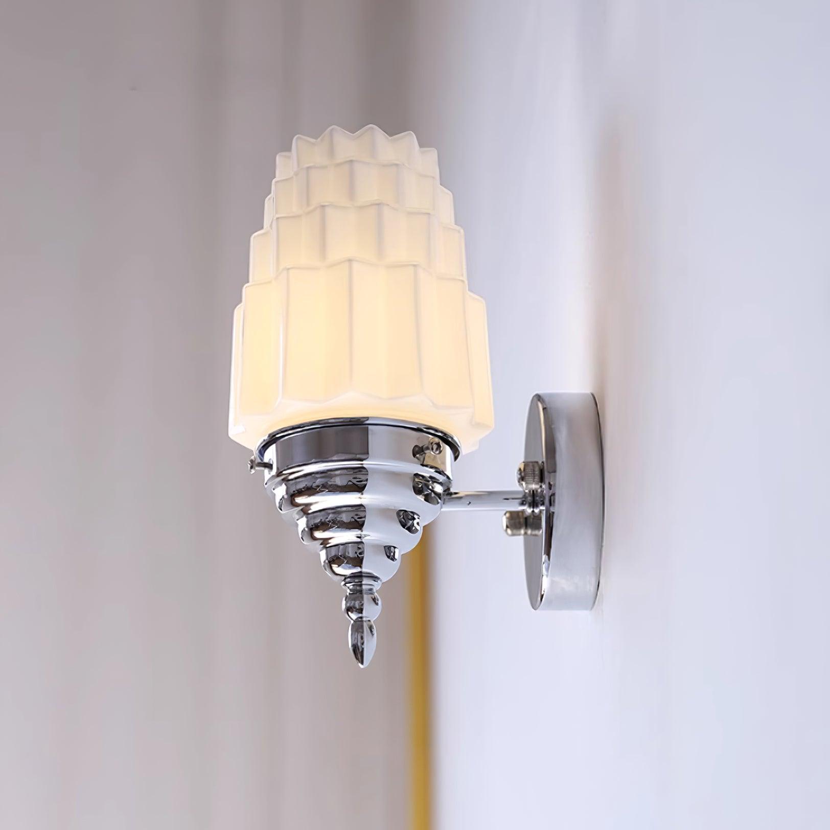 Wall Lamp Metal Body Glass Cylinder Shade Art Deco Bedroom - Neutralighting