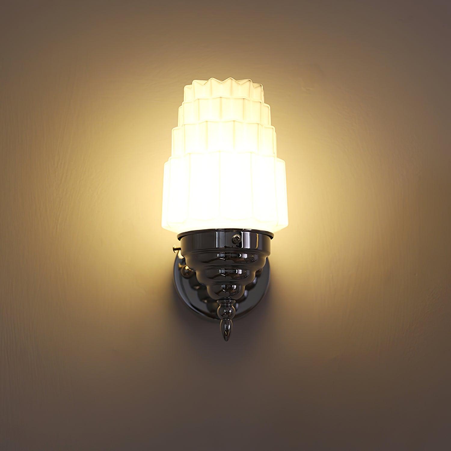 Wall Lamp Metal Body Glass Cylinder Shade Art Deco Bedroom - Neutralighting