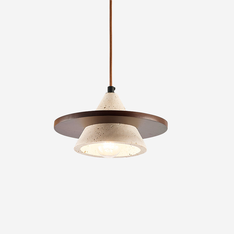 Ritta Pendant Light Wooen Disc Travertine - Neutralighting