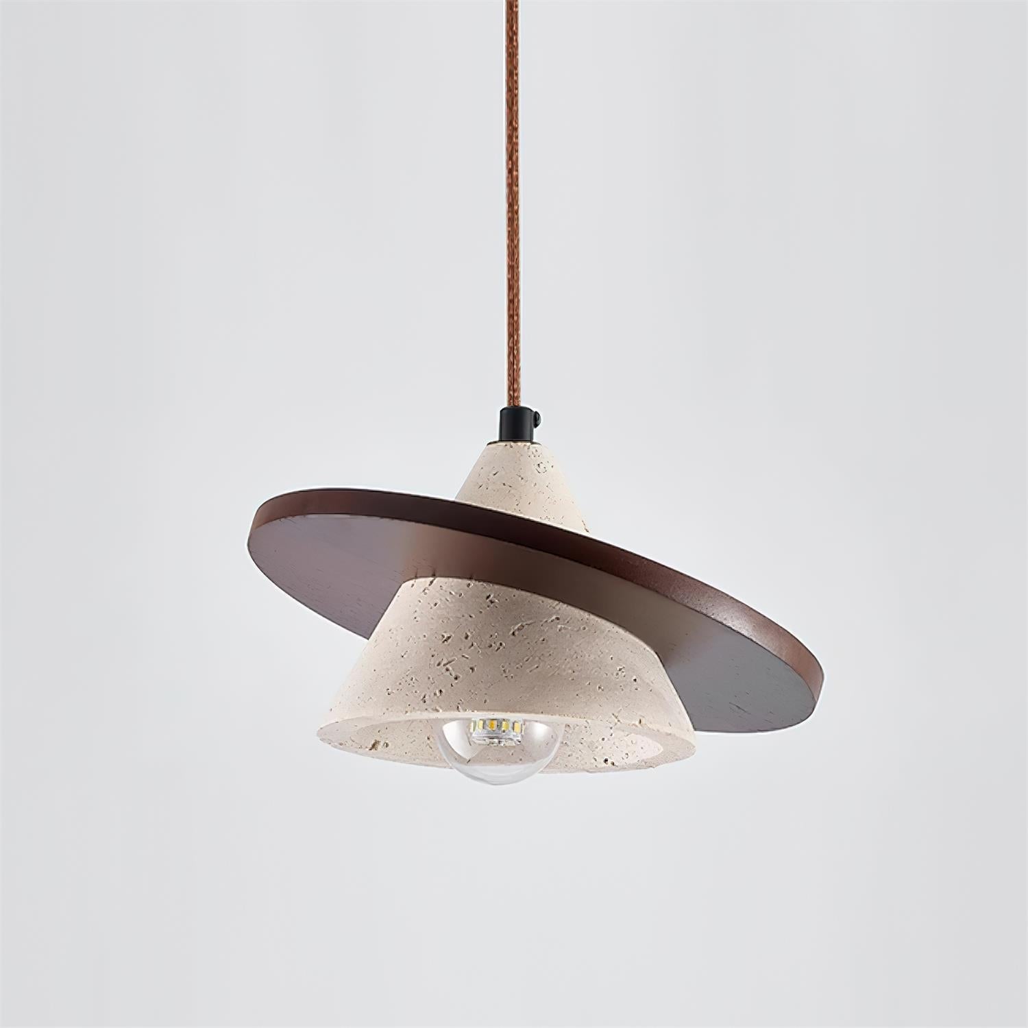 Ritta Pendant Light Wooen Disc Travertine - Neutralighting