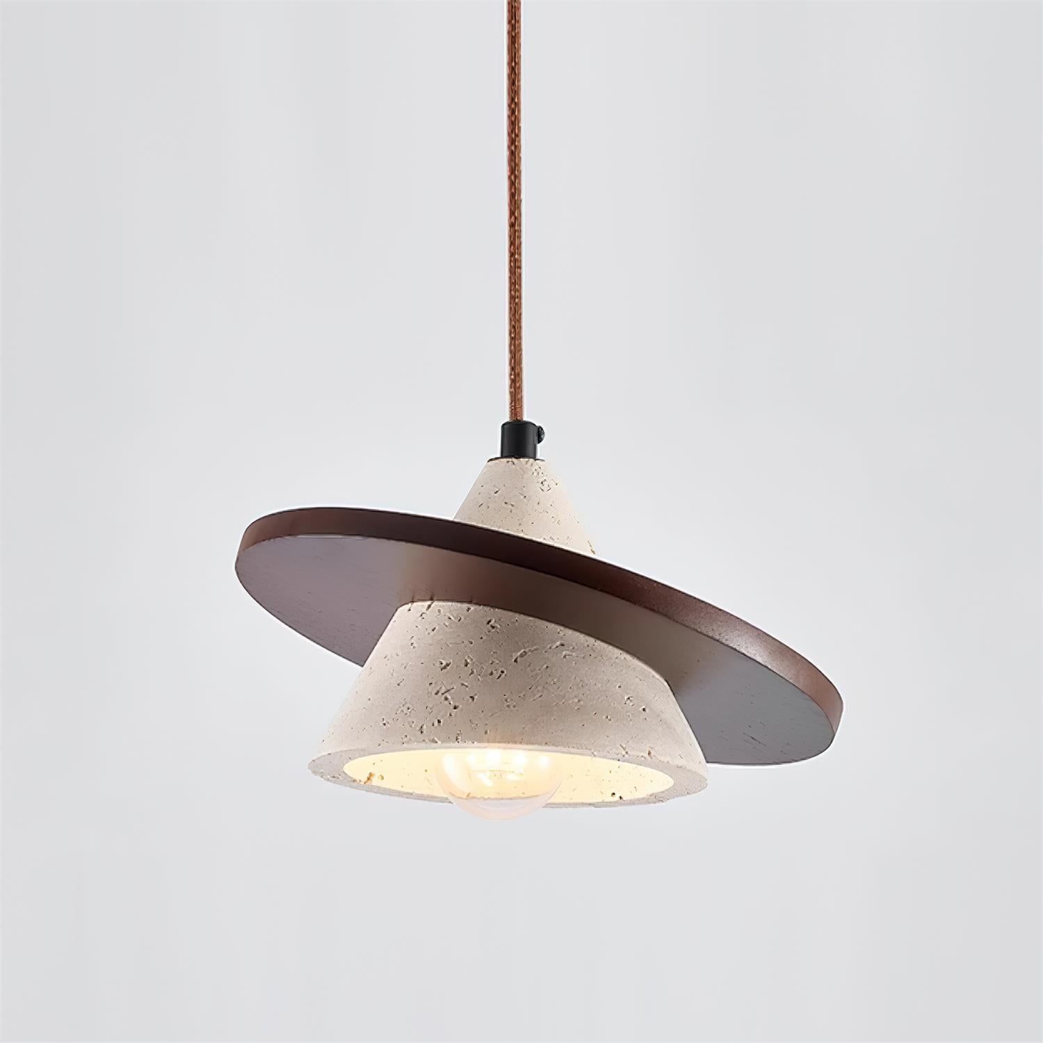 Ritta Pendant Light Wooen Disc Travertine - Neutralighting