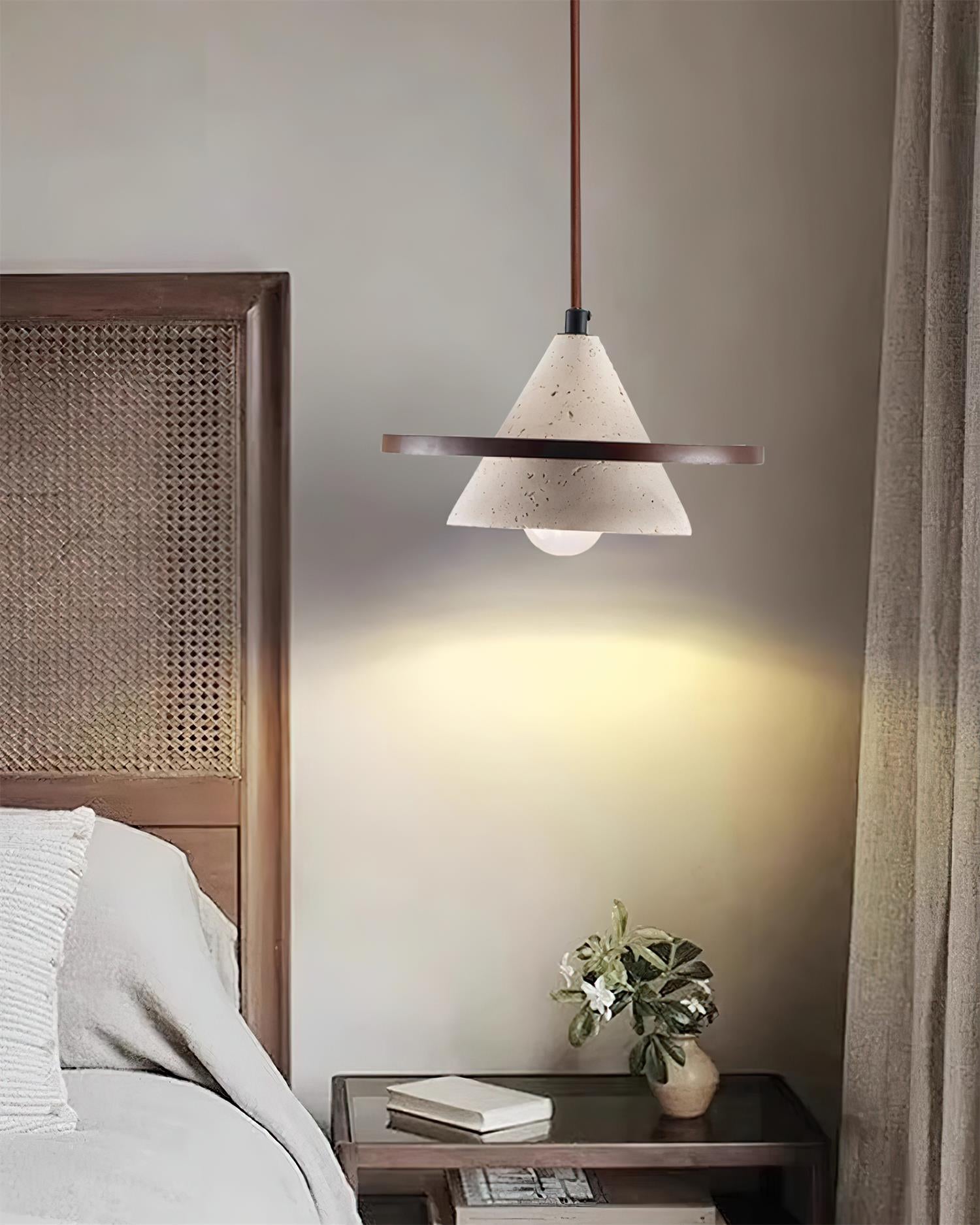 Ritta Pendant Light Wooen Disc Travertine - Neutralighting