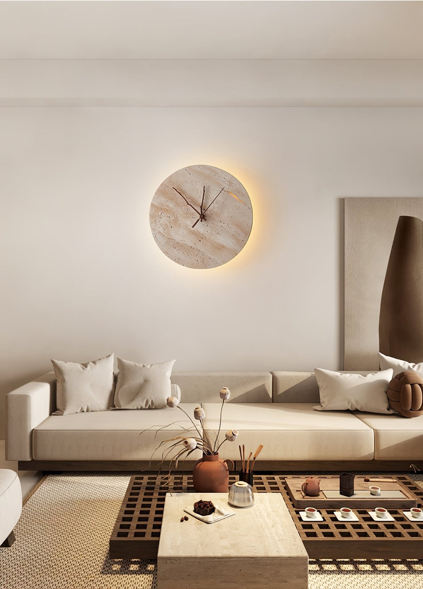 Volira Minimalist Travertine Wall Light - Letslighting