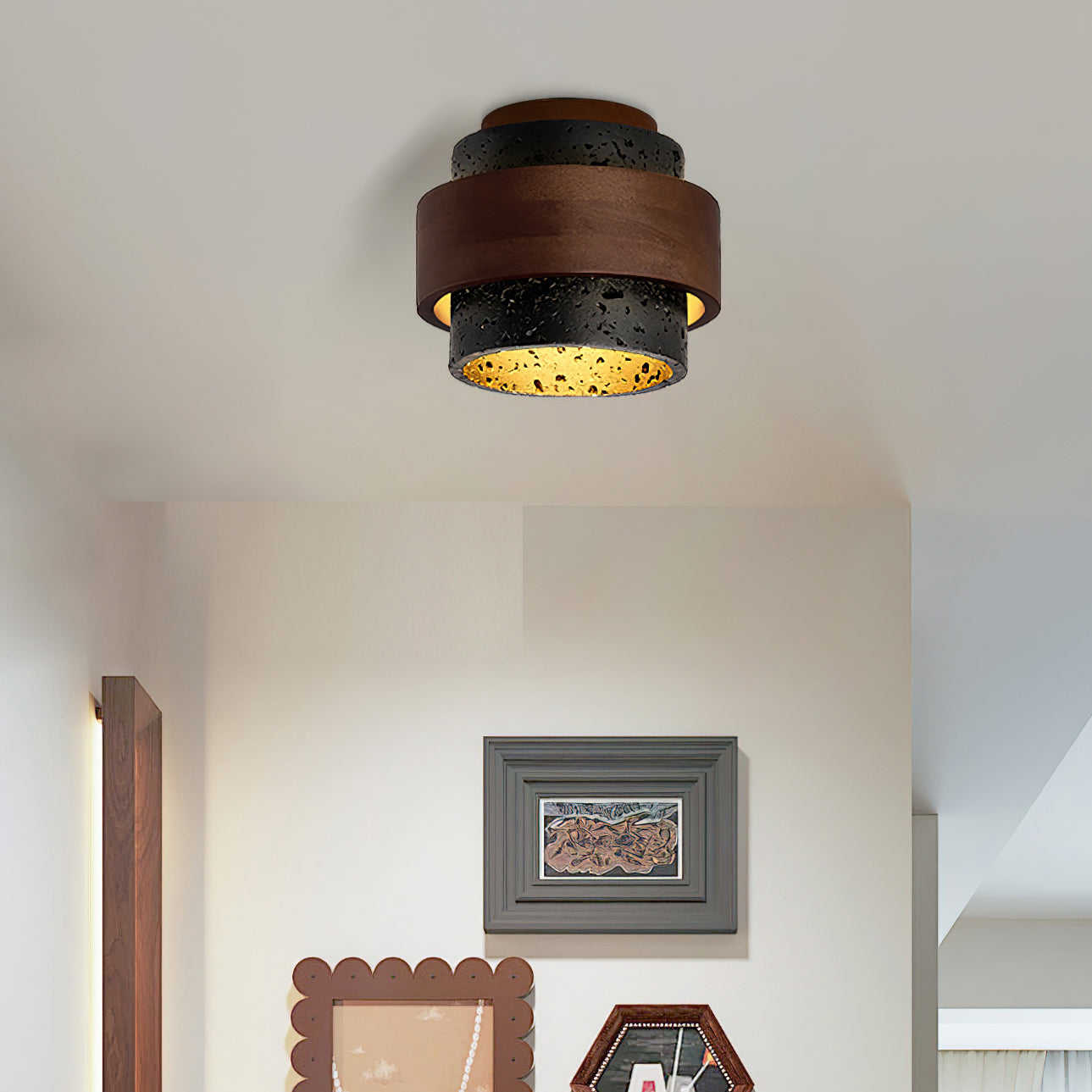 Ritta Black Travertine Ceiling Light - Neutralighting