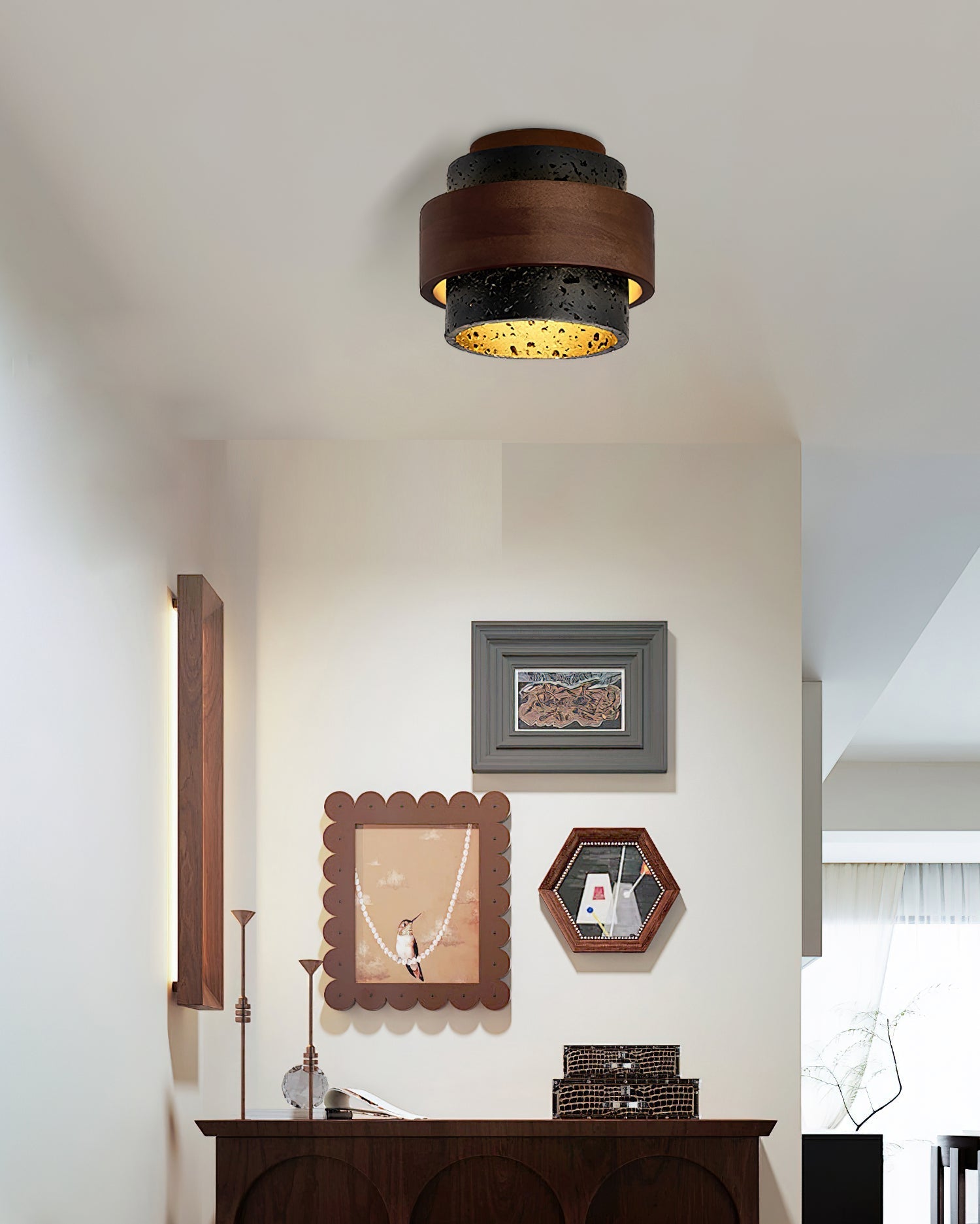 Ritta Black Travertine Ceiling Light - Neutralighting