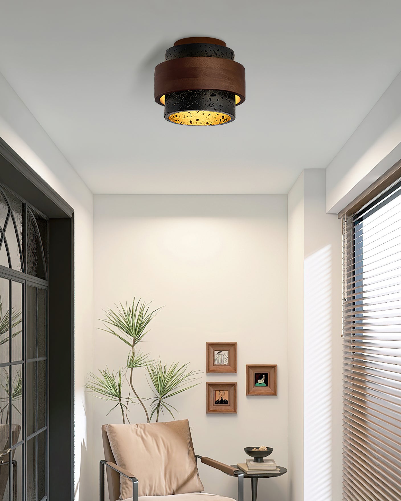 Ritta Black Travertine Ceiling Light - Neutralighting