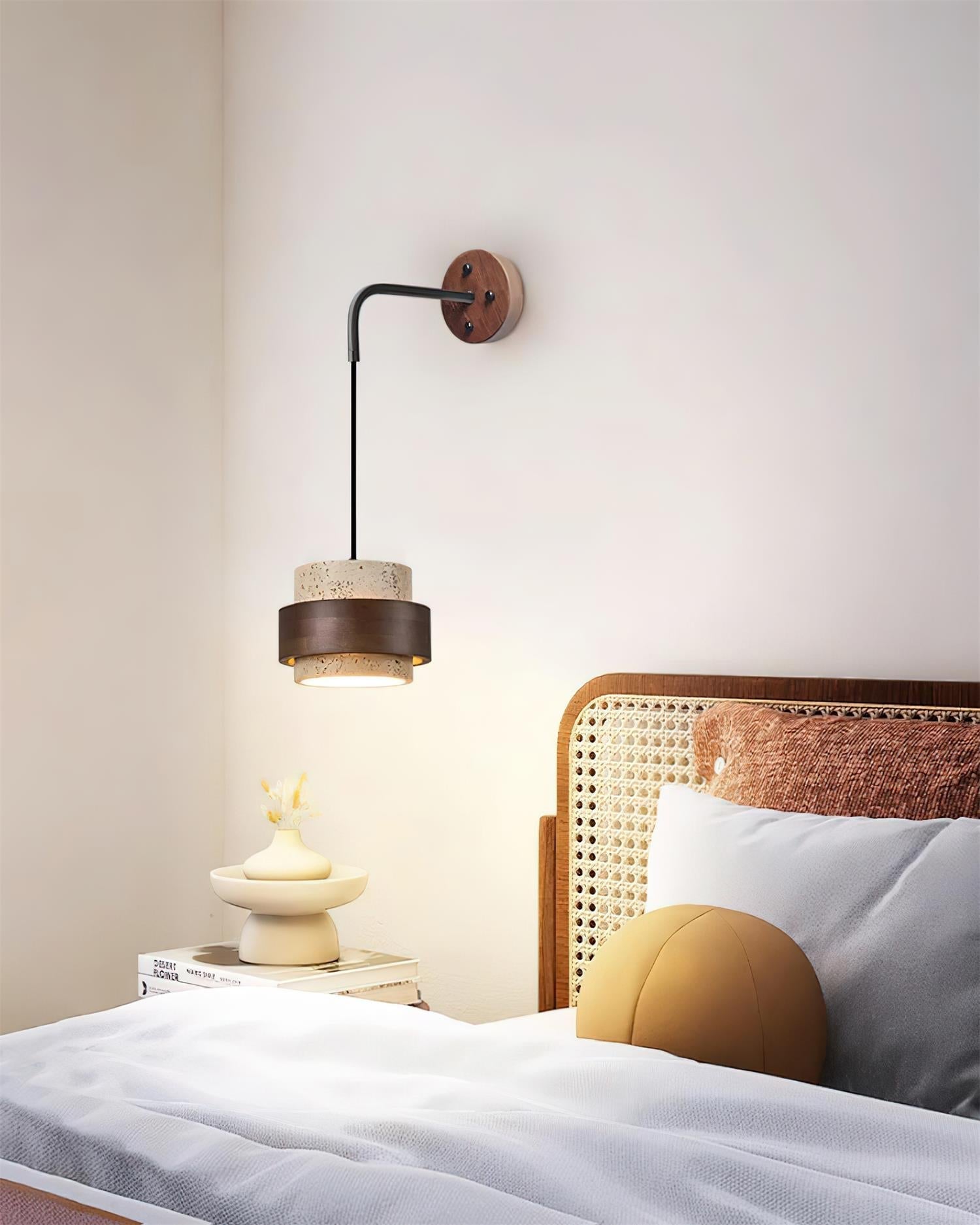 Wall Lamp Travertine and Walnut Accent Modern Minimalist - Neutralighting