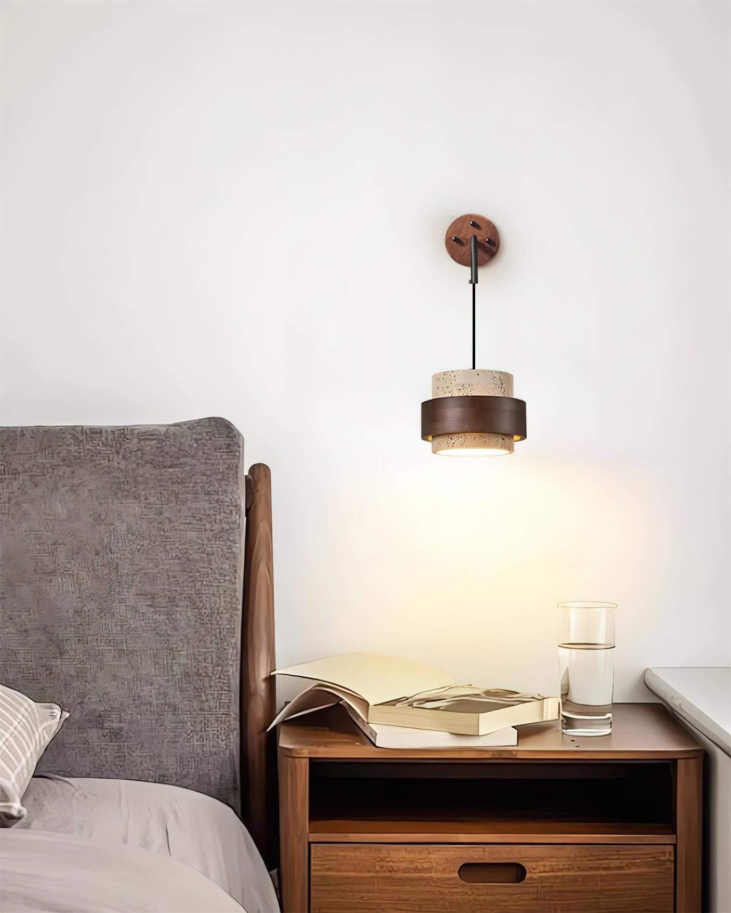 Wall Lamp Travertine and Walnut Accent Modern Minimalist - Neutralighting