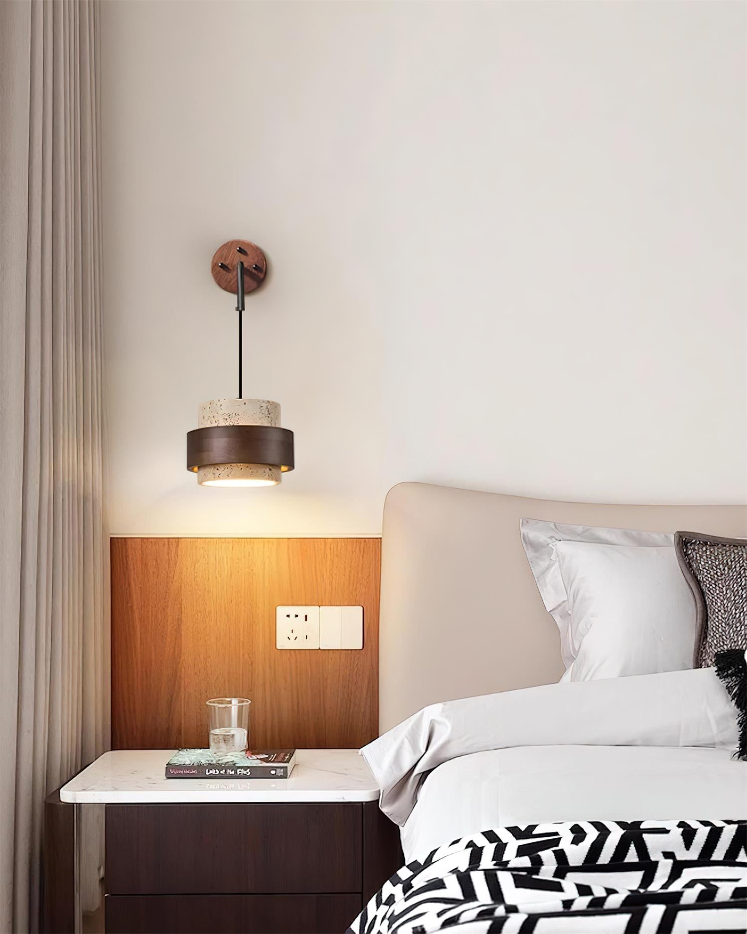 Wall Lamp Travertine and Walnut Accent Modern Minimalist - Neutralighting