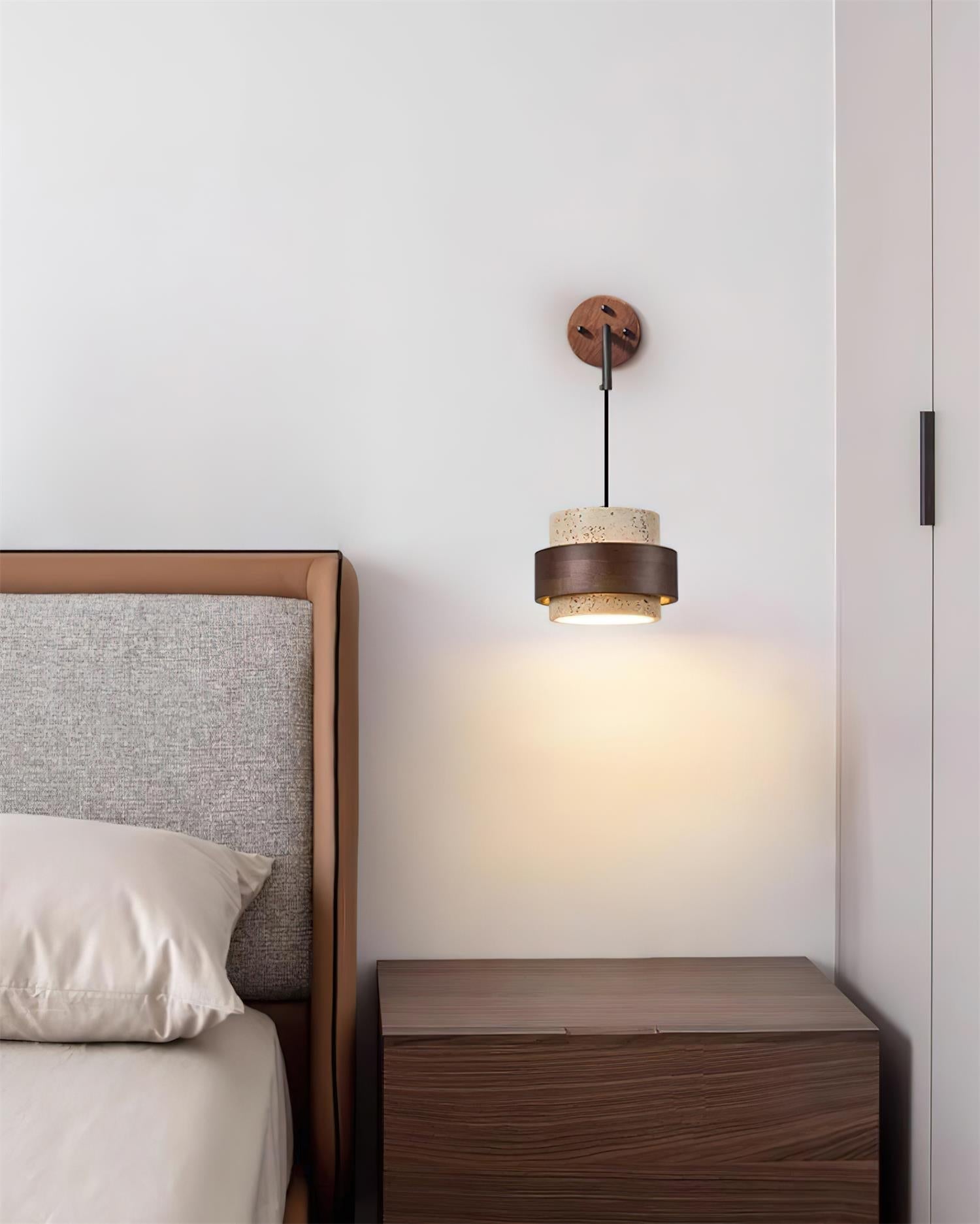 Wall Lamp Travertine and Walnut Accent Modern Minimalist - Neutralighting