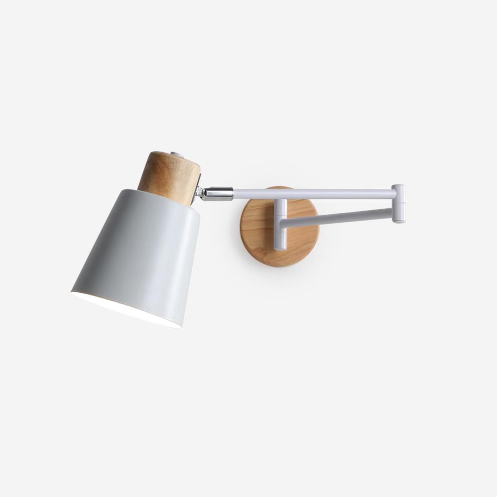 Wall Lamp Adjustable Arm Cone Shade Wood Base Modern Study - Neutralighting