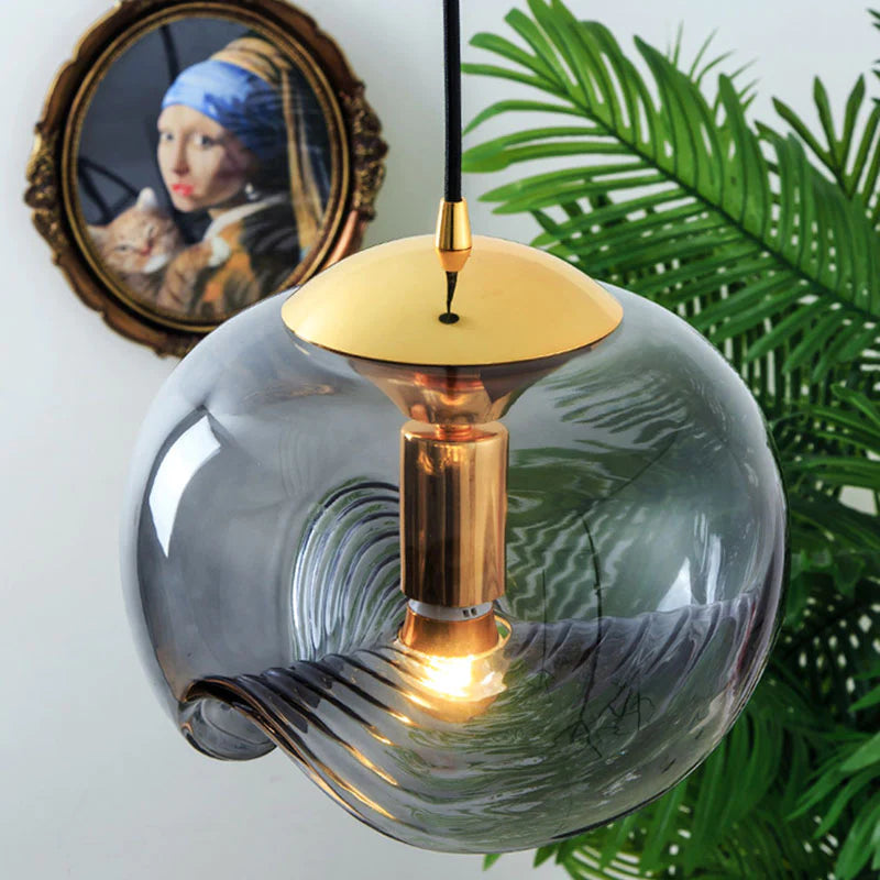 Valentina Design LED Globe Pendant Light Black Glass Bar Counter - Neutralighting