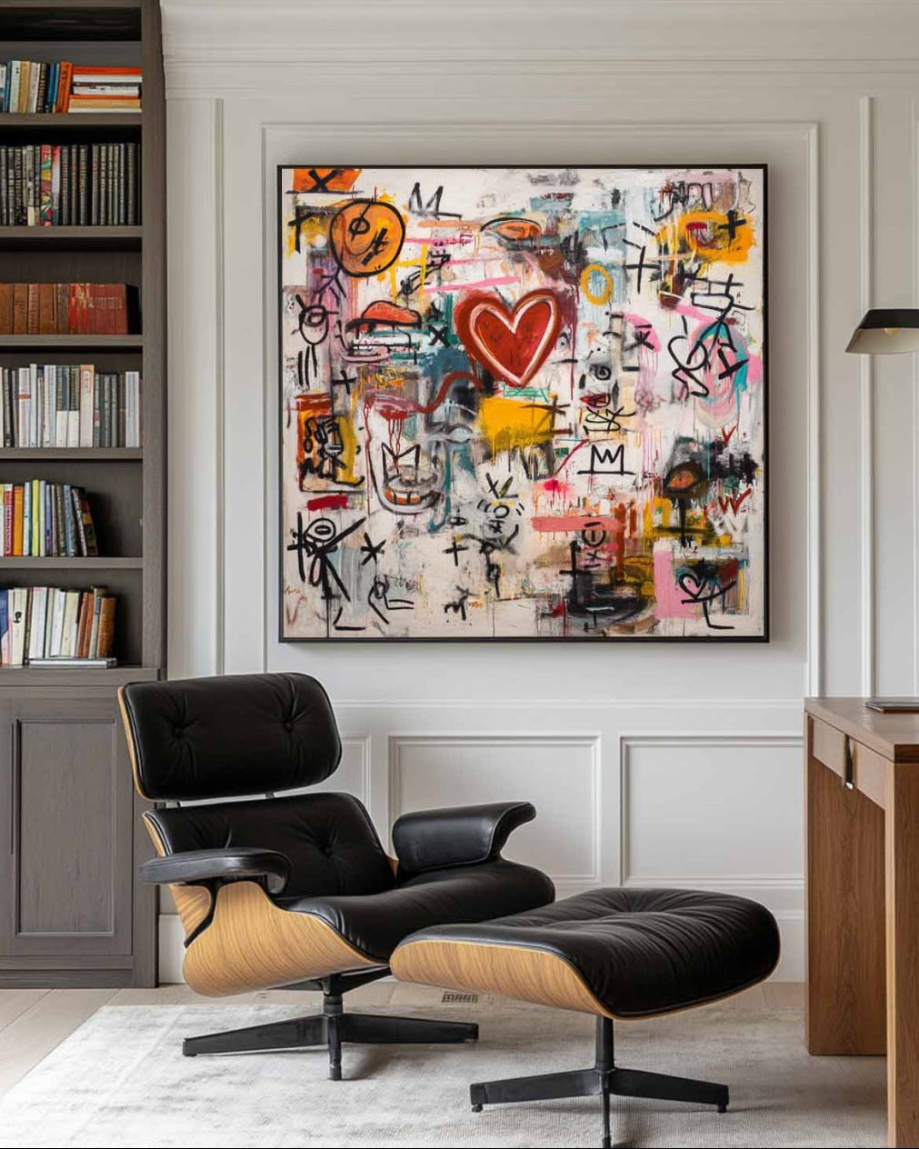 Graffiti-Style Abstract Heart Painting Neo-Expressionist