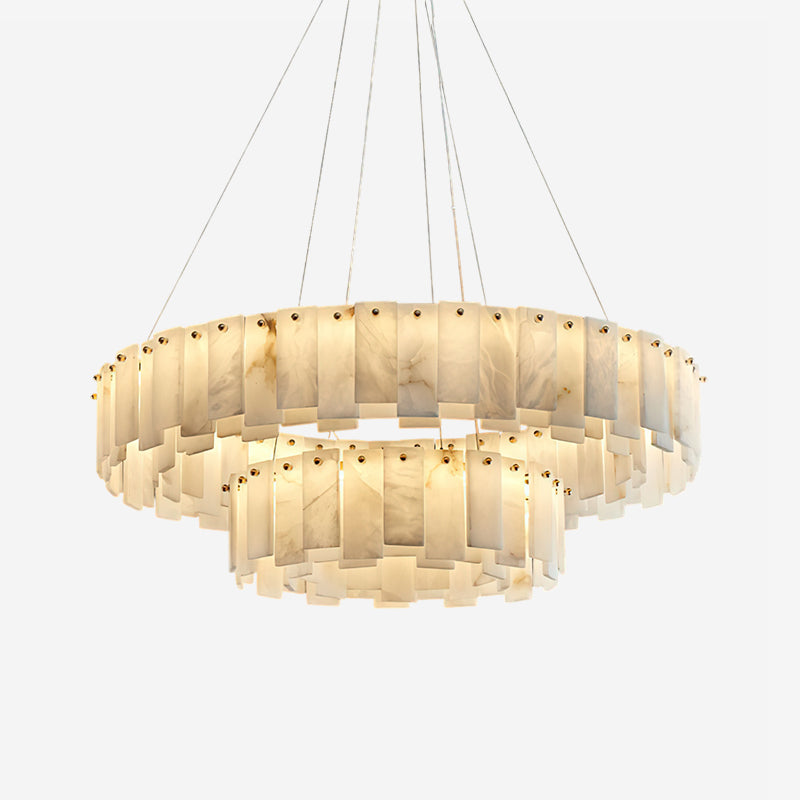 Corbett Chandelier Alabaster Staggered Panel Halo - Neutralighting