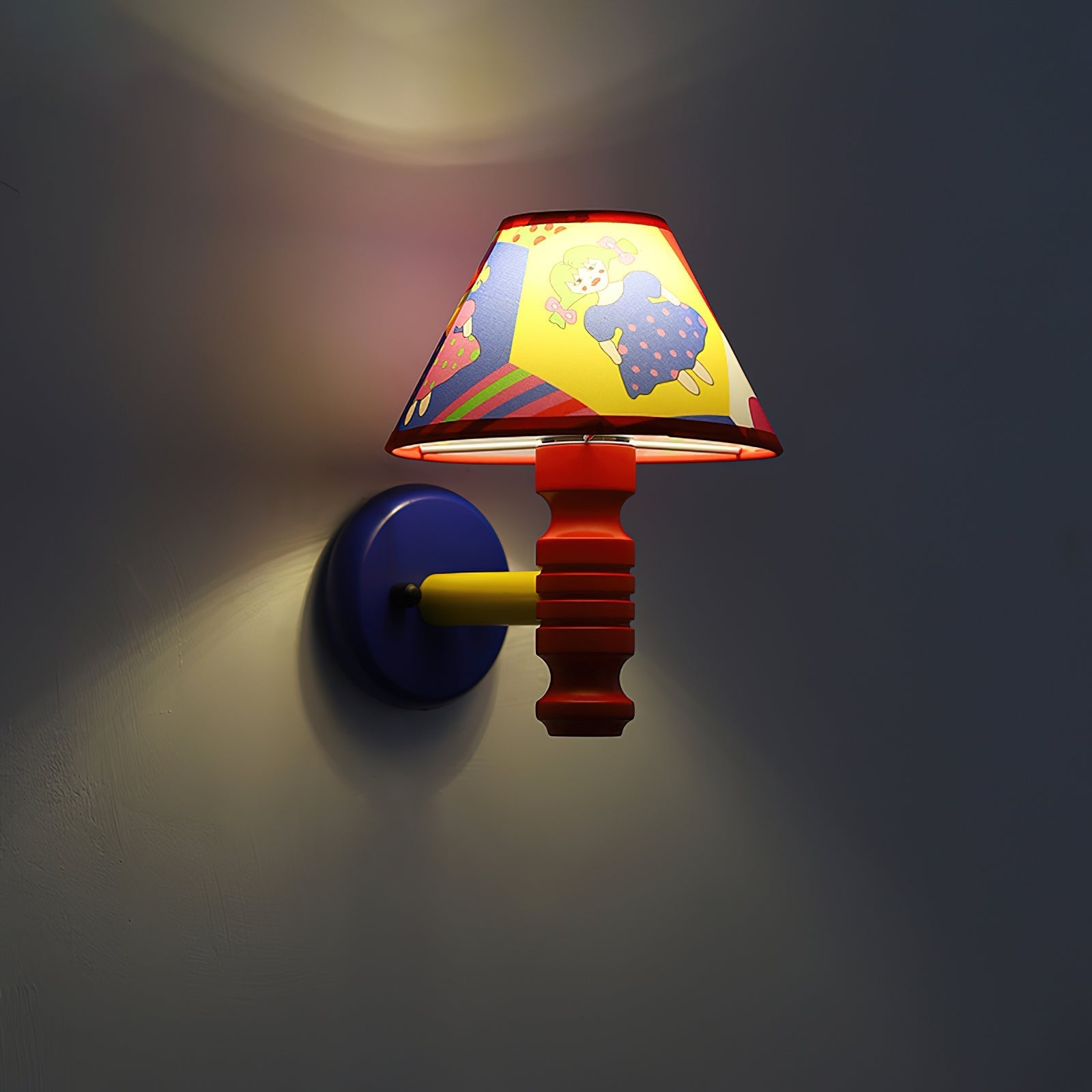 Wall Lamp with Cartoon Fabric Shade and Metal Arm Kids Room - Neutralighting