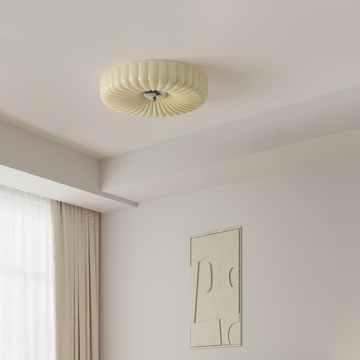 Mivone Cream Glass Flush Mount Ceiling Light - Neutralighting