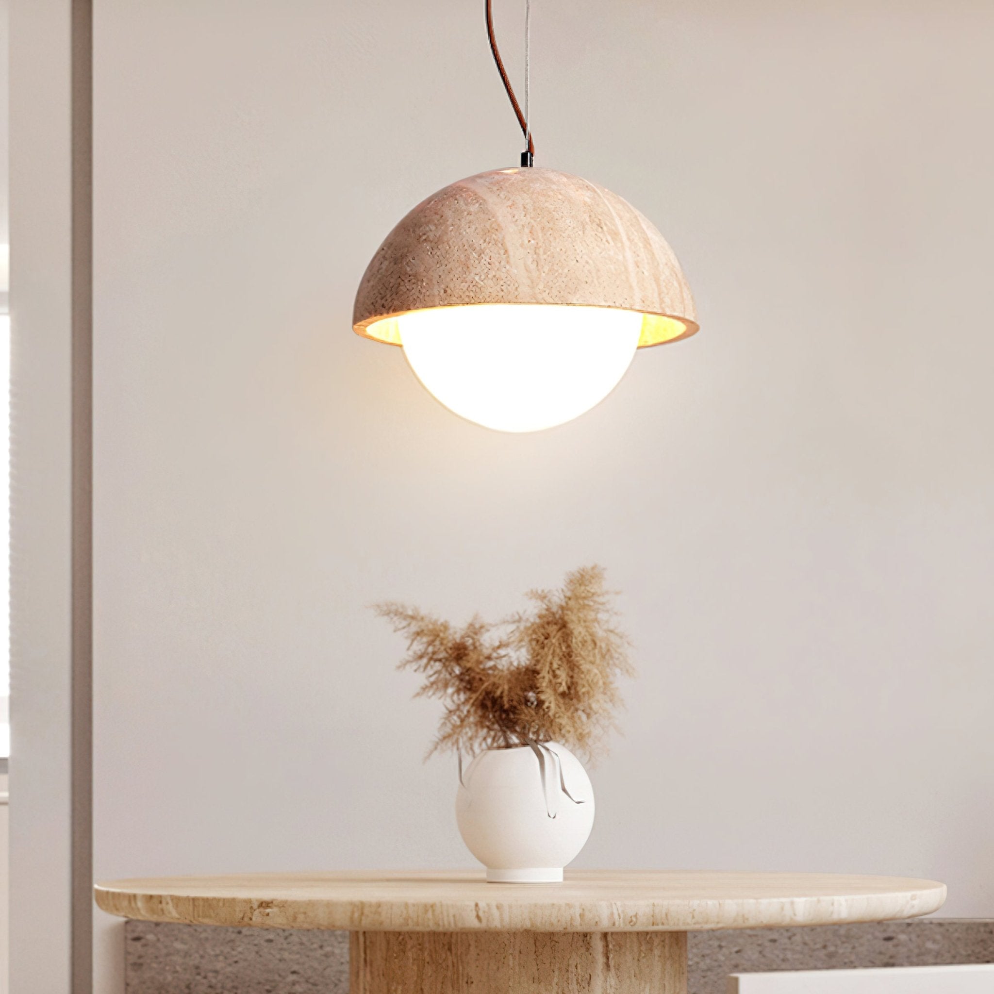 Avdoraris Dome-Shaped Travertine Pendant Light - Neutralighting