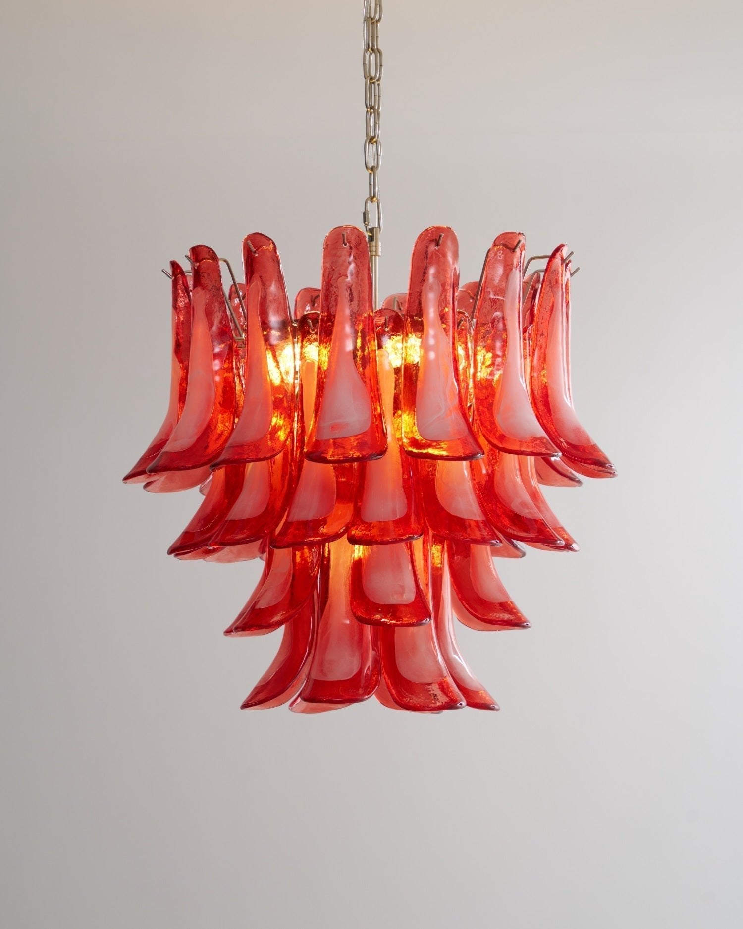 Aurora Chandelier Crimson Murano Glass Petals Layered Vintage