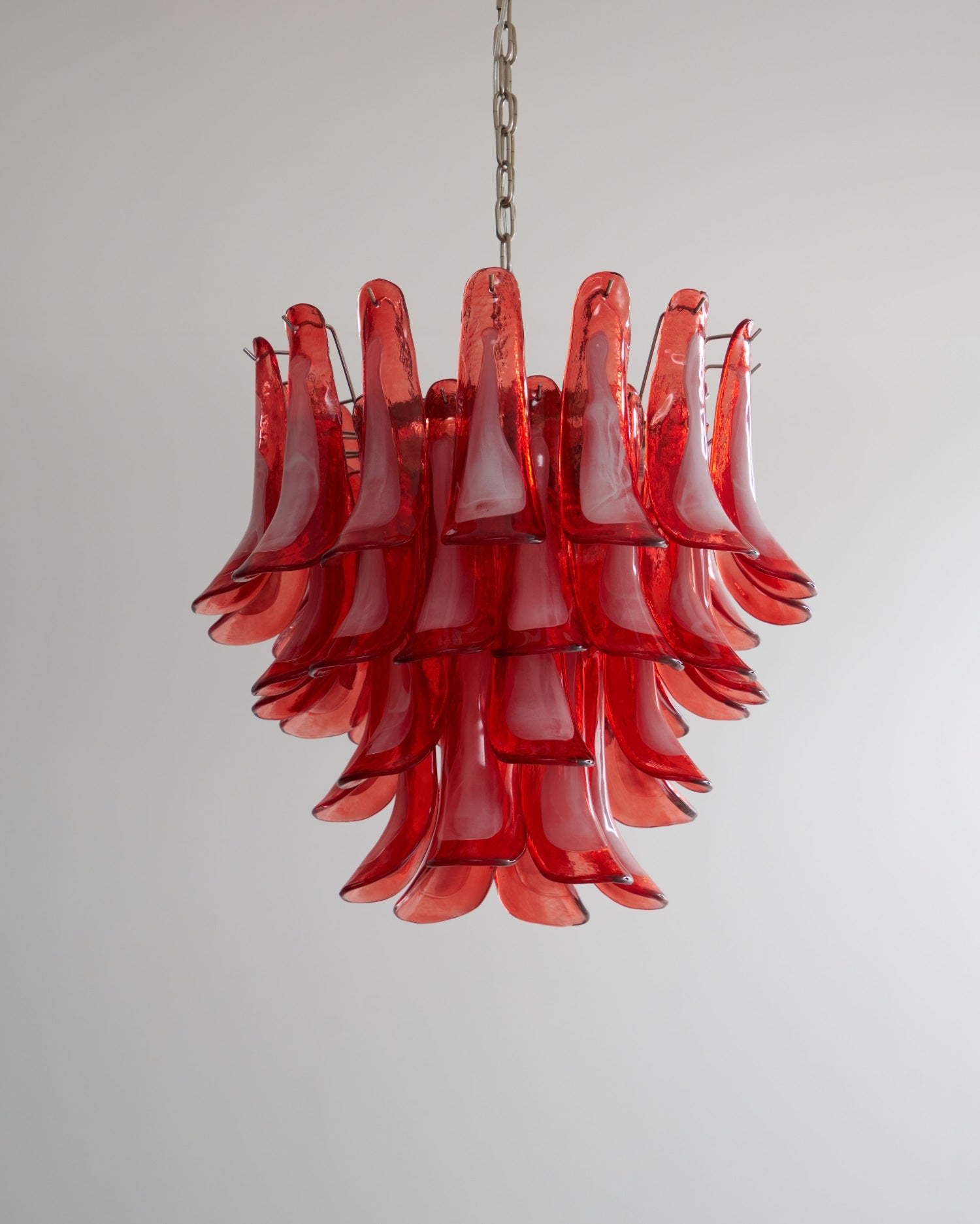Aurora Chandelier Crimson Murano Glass Petals Layered Vintage